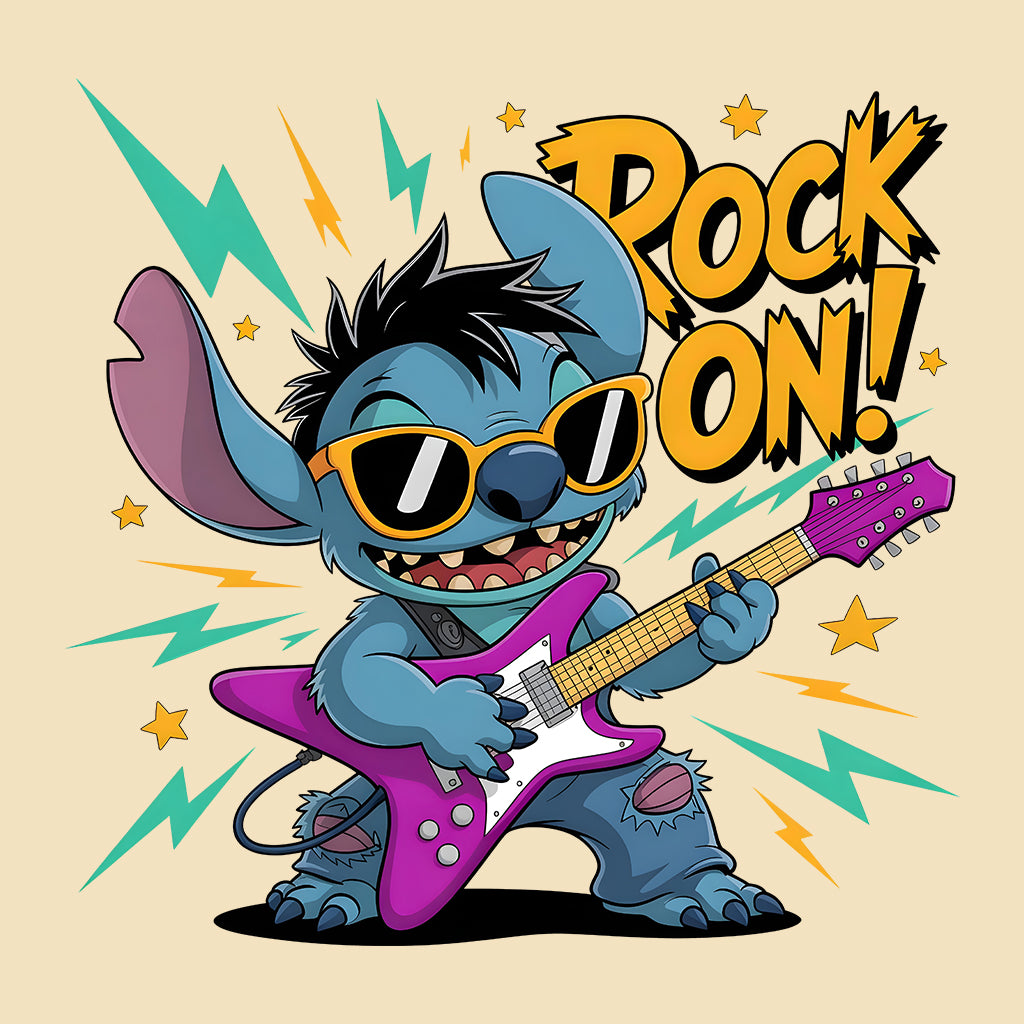 Rock On Stitch Guitar T-Shirt, Disney Music Lover Sweatshirt, Punk Rock Cartoon Hoodie | PRODUCT CODE: ROIXCJBTASG