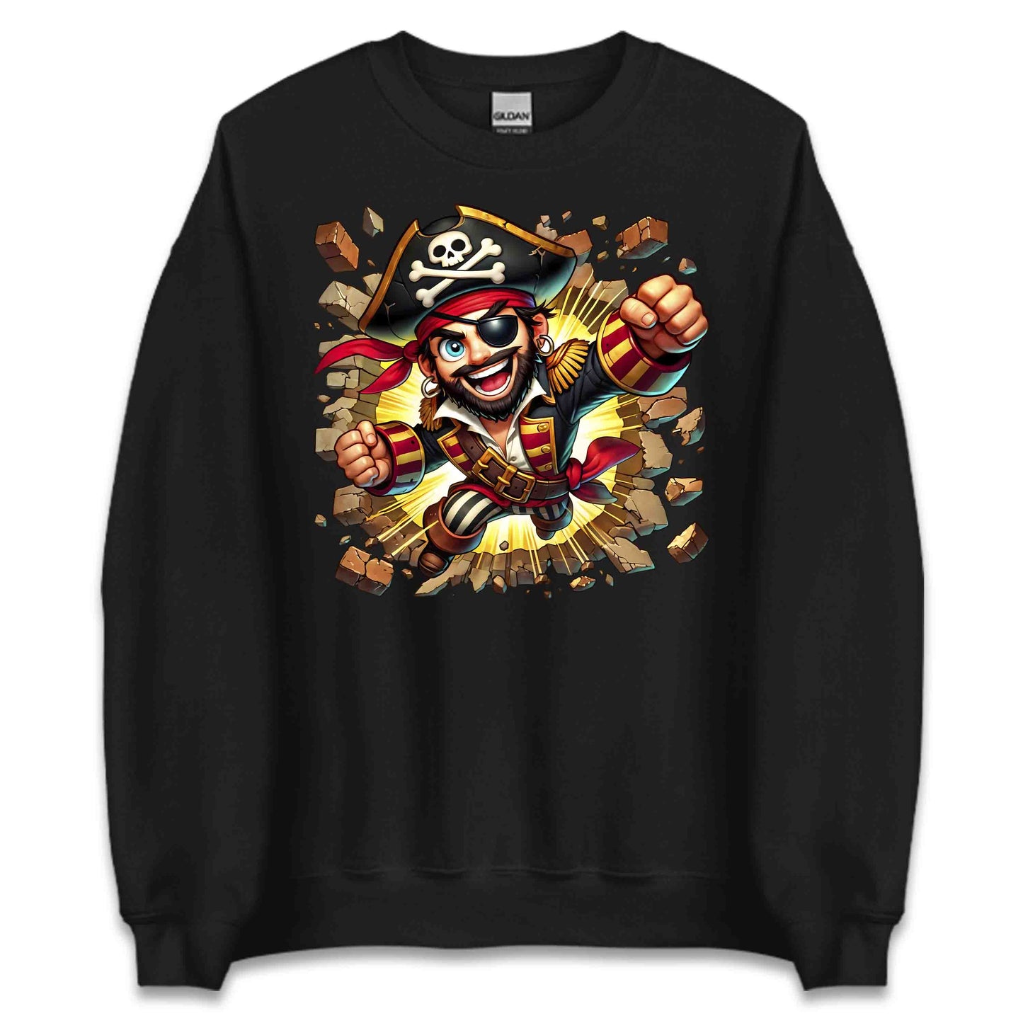 3D Realistic Pirate Captain Breaking Through Brick Wall | PRODUCT CODE: RPATCMNBKGW
