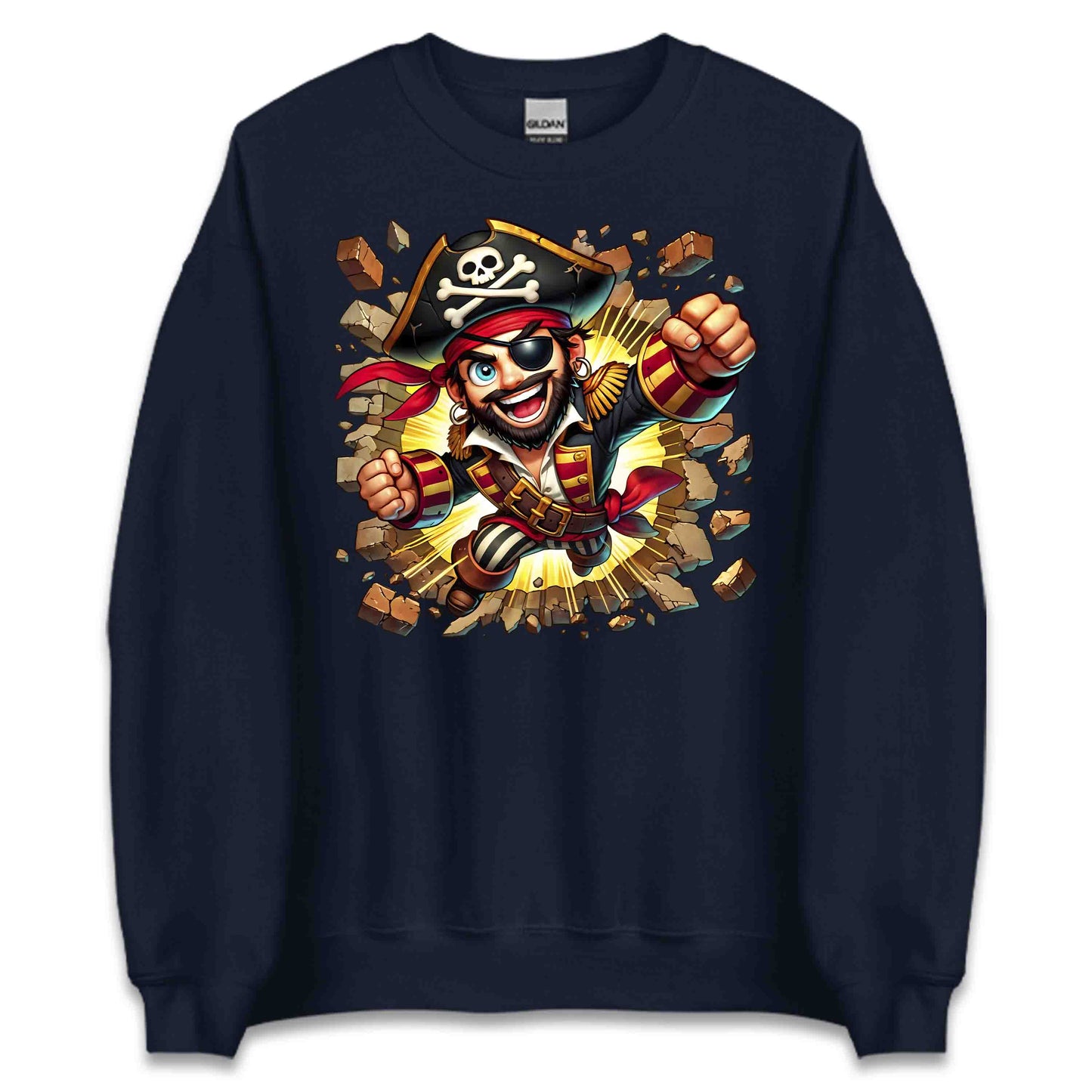 3D Realistic Pirate Captain Breaking Through Brick Wall | PRODUCT CODE: RPATCMNBKGW