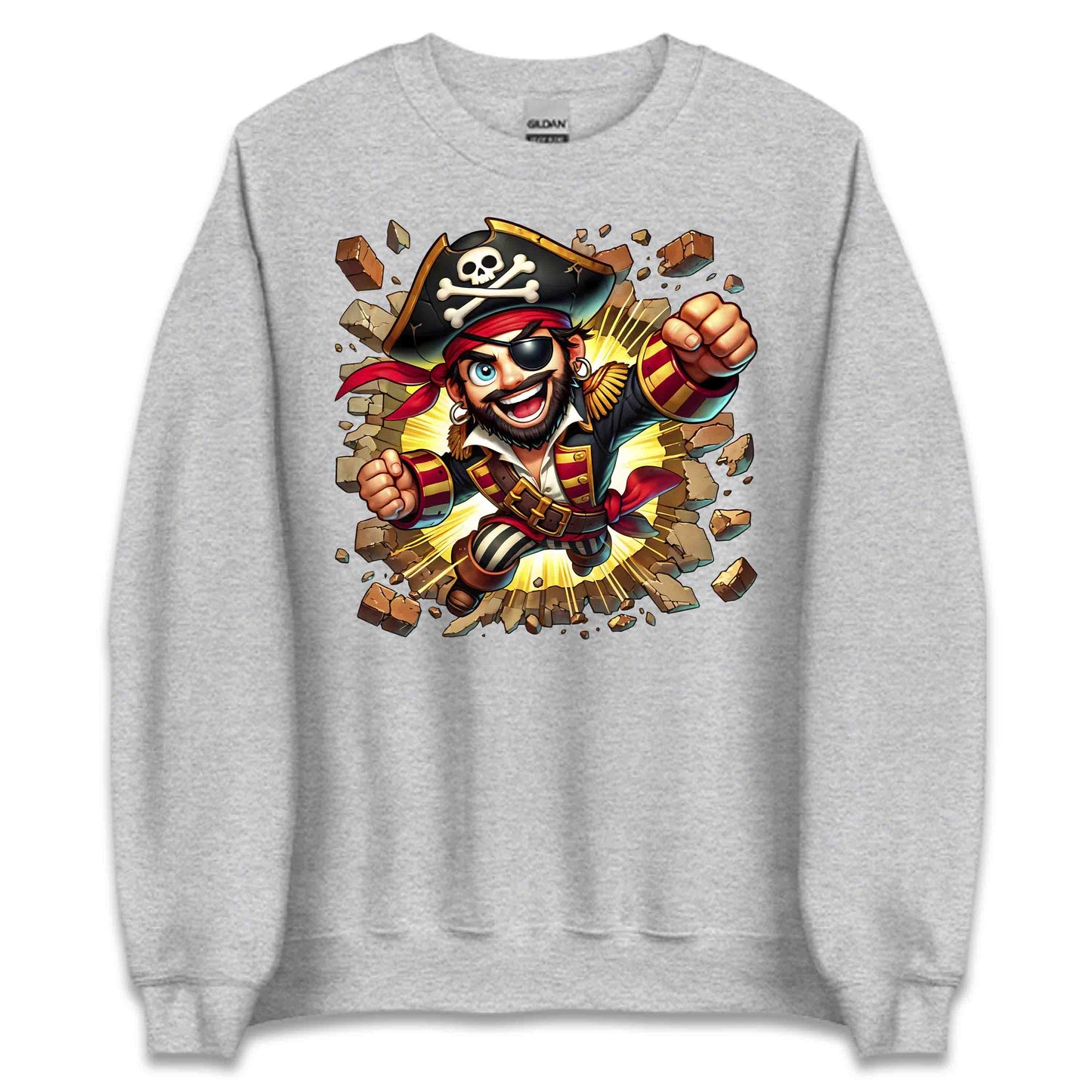 3D Realistic Pirate Captain Breaking Through Brick Wall | PRODUCT CODE: RPATCMNBKGW