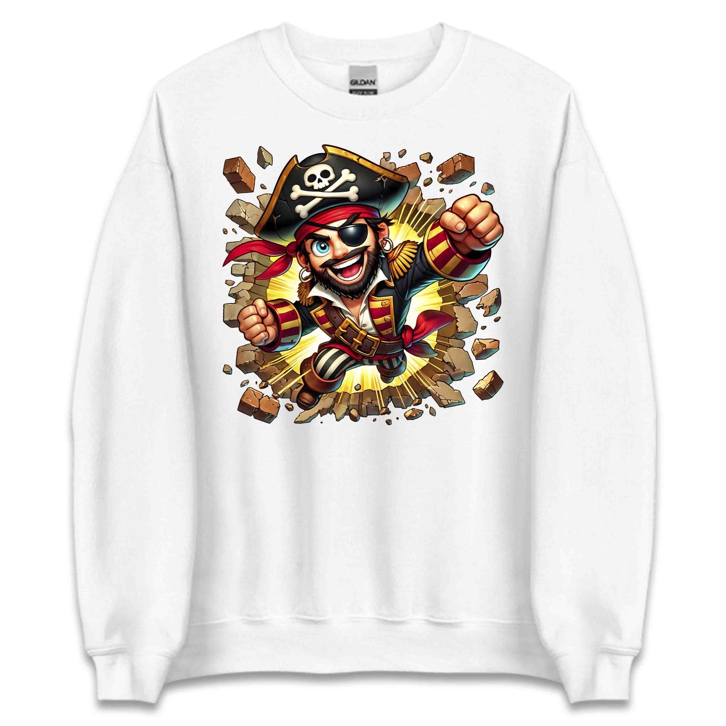 3D Realistic Pirate Captain Breaking Through Brick Wall | PRODUCT CODE: RPATCMNBKGW