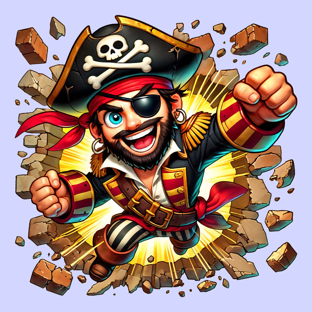 3D Realistic Pirate Captain Breaking Through Brick Wall | PRODUCT CODE: RPATCMNBKGW