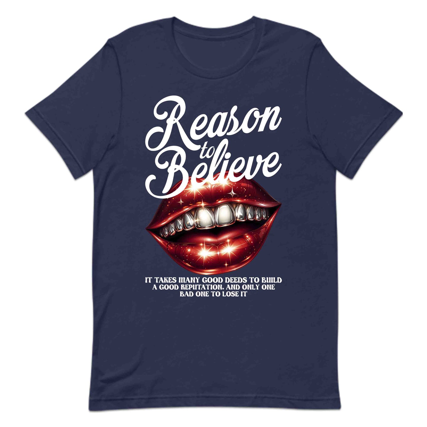 Reason to Believe Beautiful Red Lips with Shining Teeth Inspirational Quote | PRODUCT CODE: RSNOTBLEVPSH