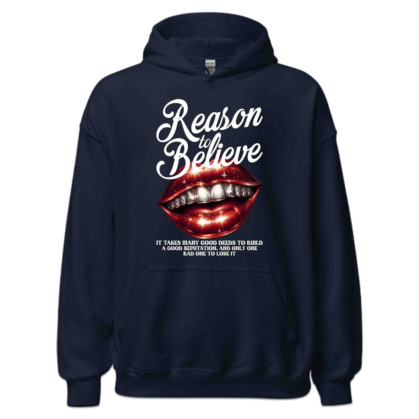 Reason to Believe Beautiful Red Lips with Shining Teeth Inspirational Quote | PRODUCT CODE: RSNOTBLEVPSH