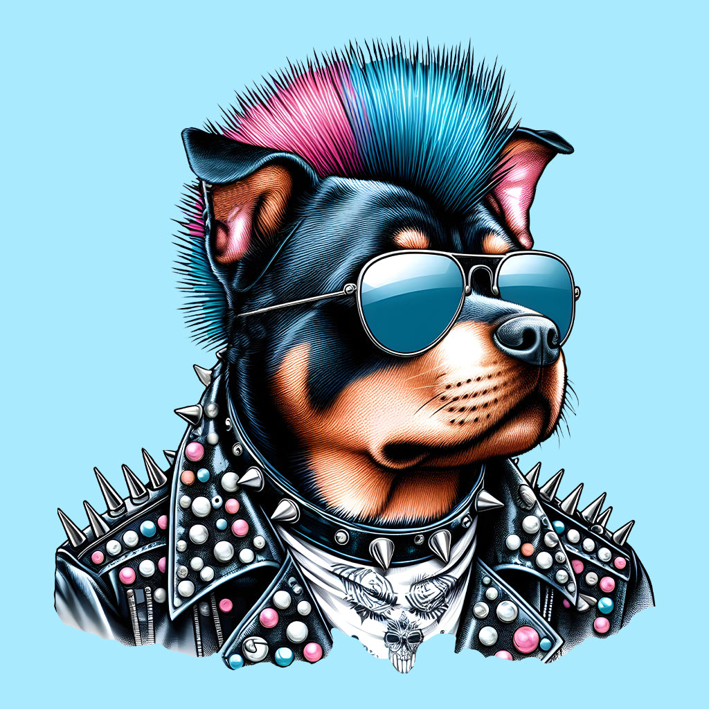 Rottweiler Dog with Sunglasses Spiky Mohawk | PRODUCT CODE: RWTLVRDGKPN