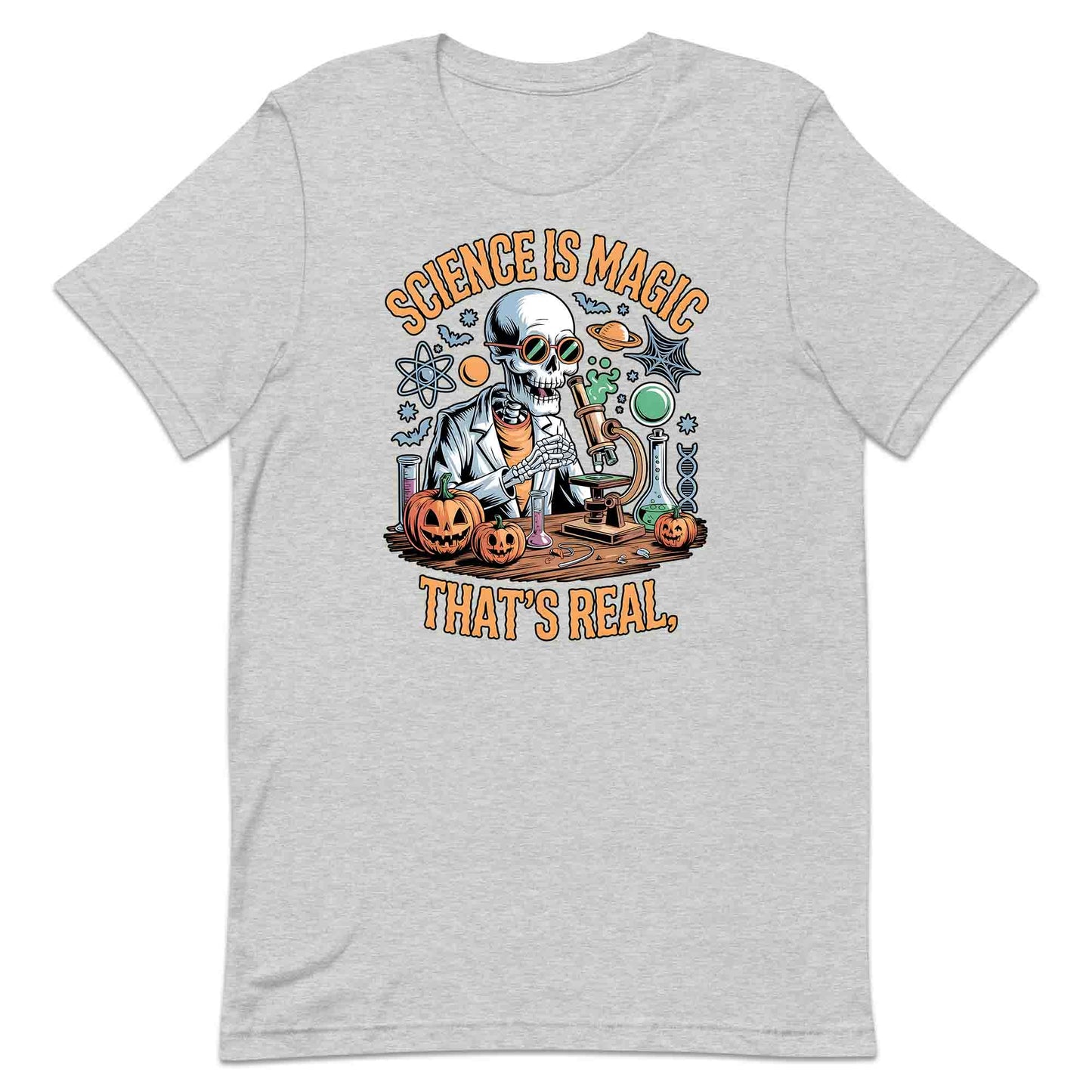 Science Is Magic T-Shirt, Skeleton Scientist Sweatshirt, Pumpkin Lab Hoodie | PRODUCT CODE: SCNMWERJG