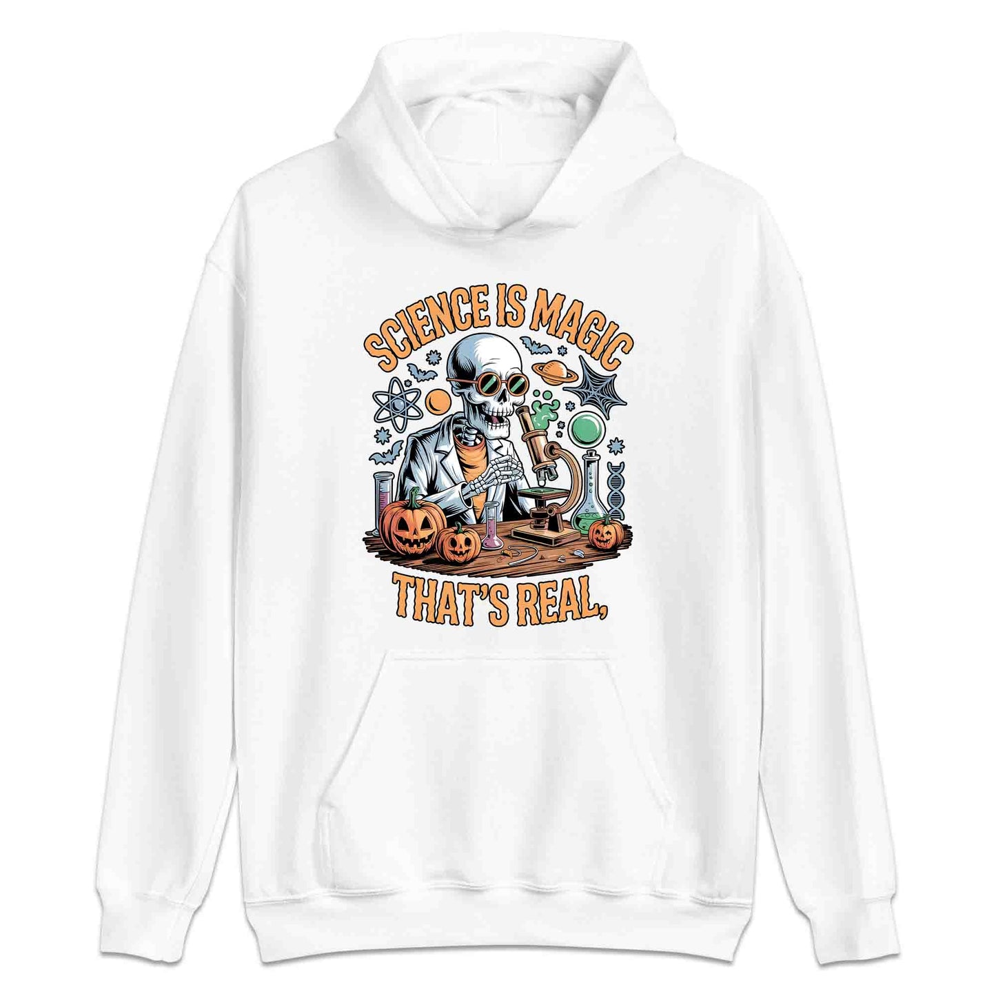 Science Is Magic T-Shirt, Skeleton Scientist Sweatshirt, Pumpkin Lab Hoodie | PRODUCT CODE: SCNMWERJG