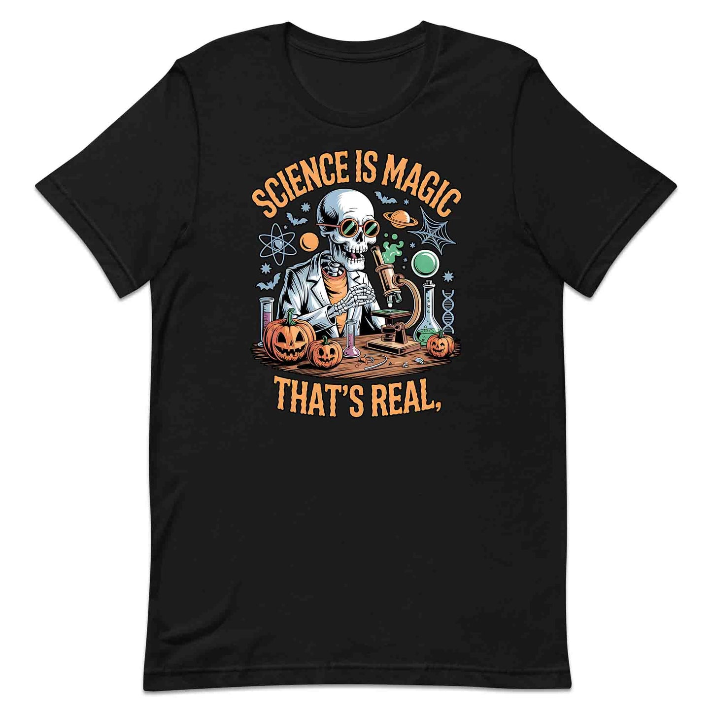 Science Is Magic T-Shirt, Skeleton Scientist Sweatshirt, Pumpkin Lab Hoodie | PRODUCT CODE: SCNMWERJG