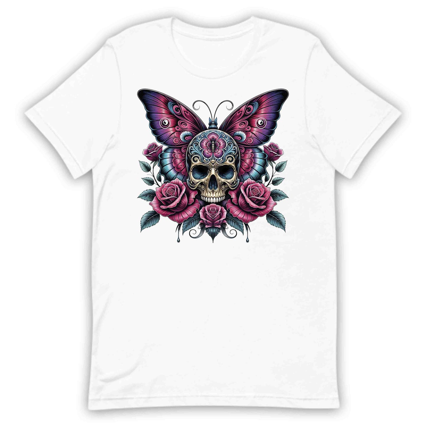Sugar Skull Butterfly Roses And Gothic Elegance Nature Lovers | PRODUCT CODE: SGRKLUBTFLYG
