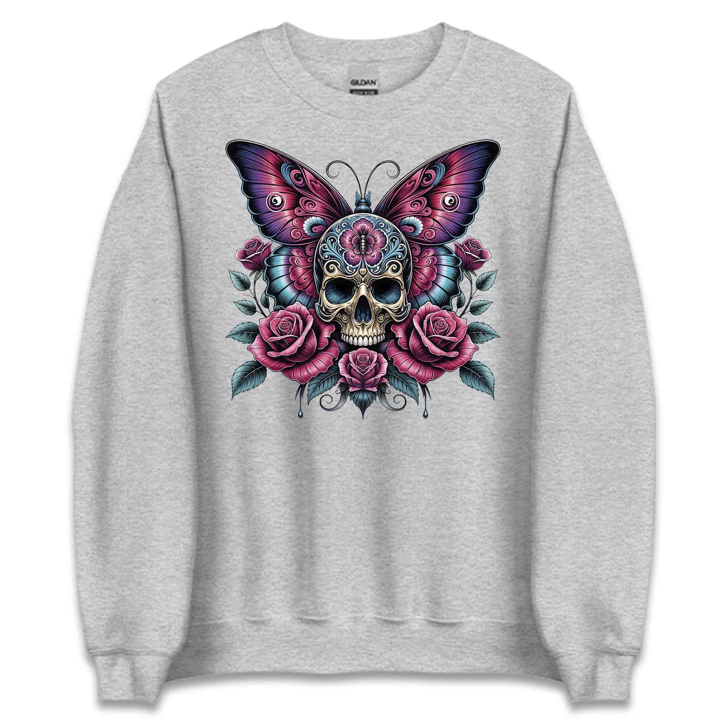 Sugar Skull Butterfly Roses And Gothic Elegance Nature Lovers | PRODUCT CODE: SGRKLUBTFLYG