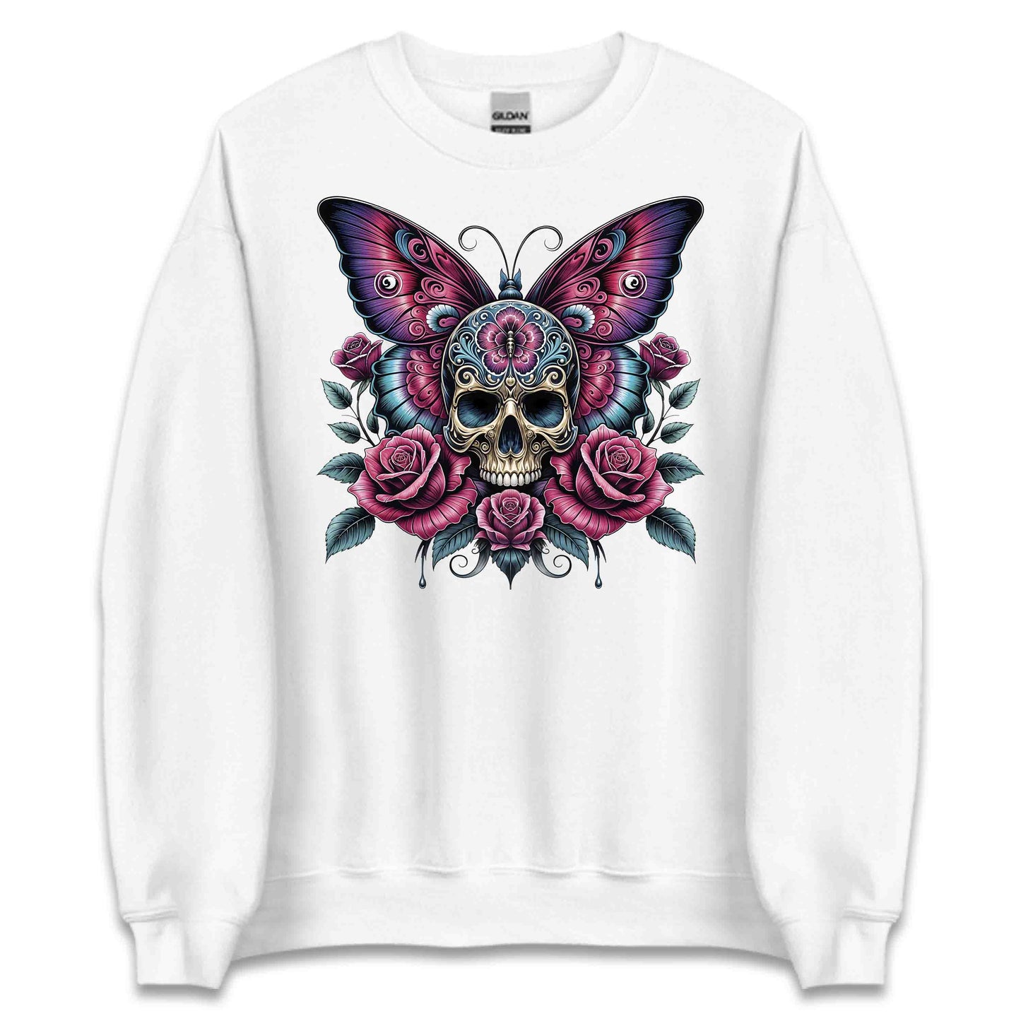 Sugar Skull Butterfly Roses And Gothic Elegance Nature Lovers | PRODUCT CODE: SGRKLUBTFLYG