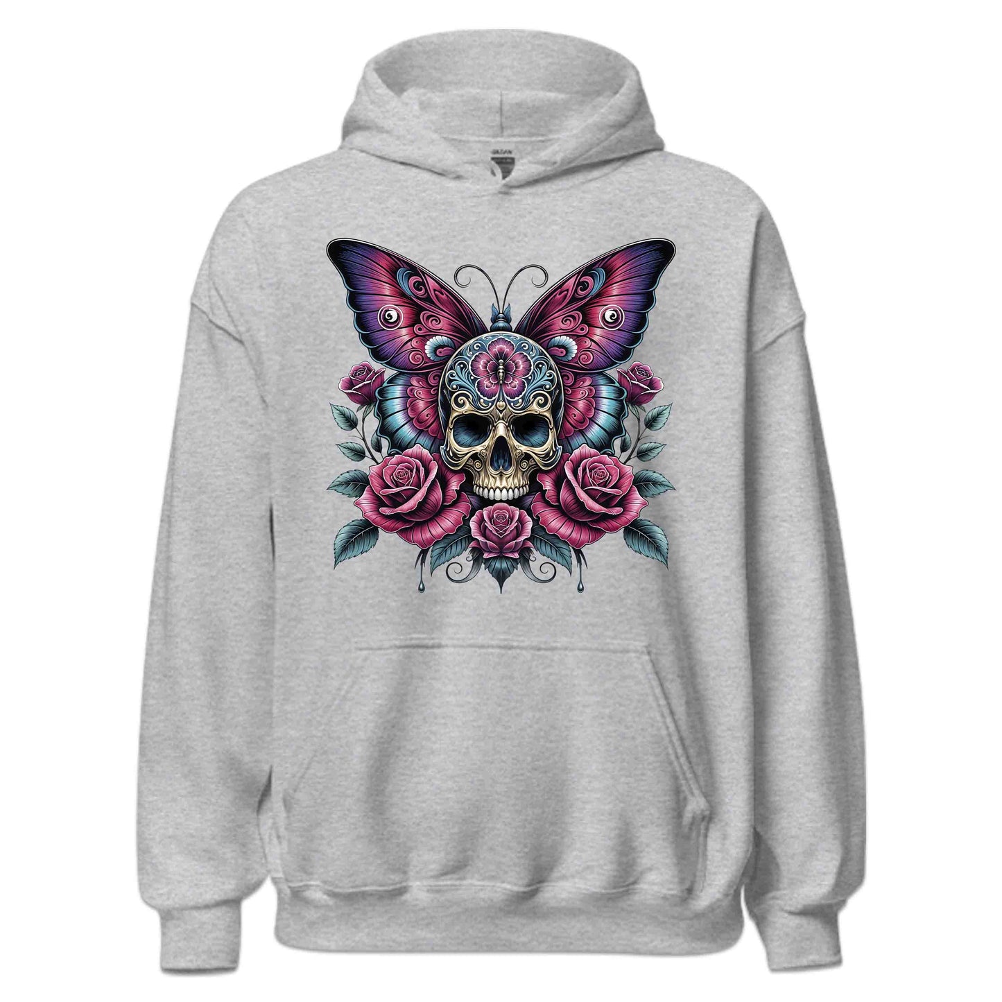 Sugar Skull Butterfly Roses And Gothic Elegance Nature Lovers | PRODUCT CODE: SGRKLUBTFLYG