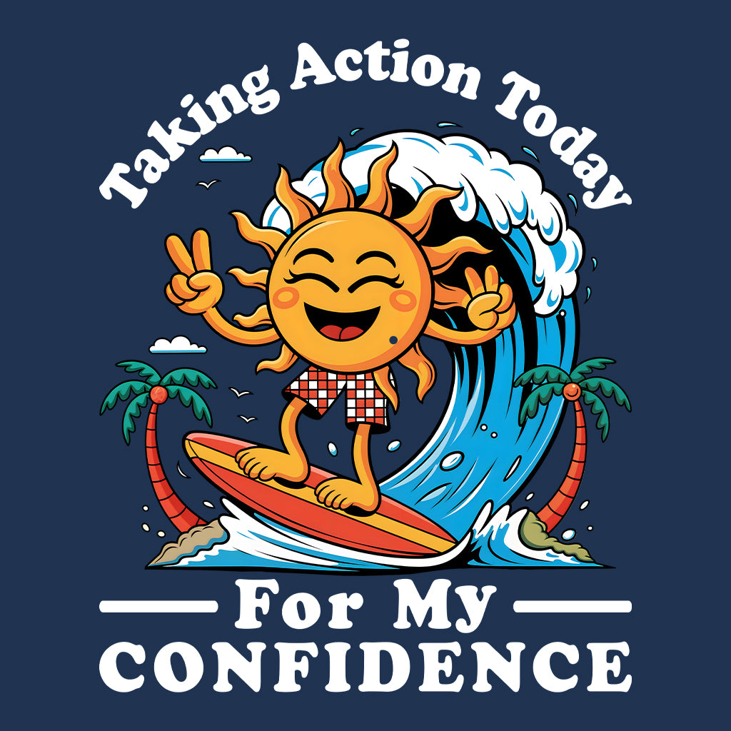 Surfing Sun T-Shirt, Sweatshirt, Hoodie – Motivational Retro Beach Vibes & Self-Growth Tee | PRODUCT CODE: SHRNCUNEPO