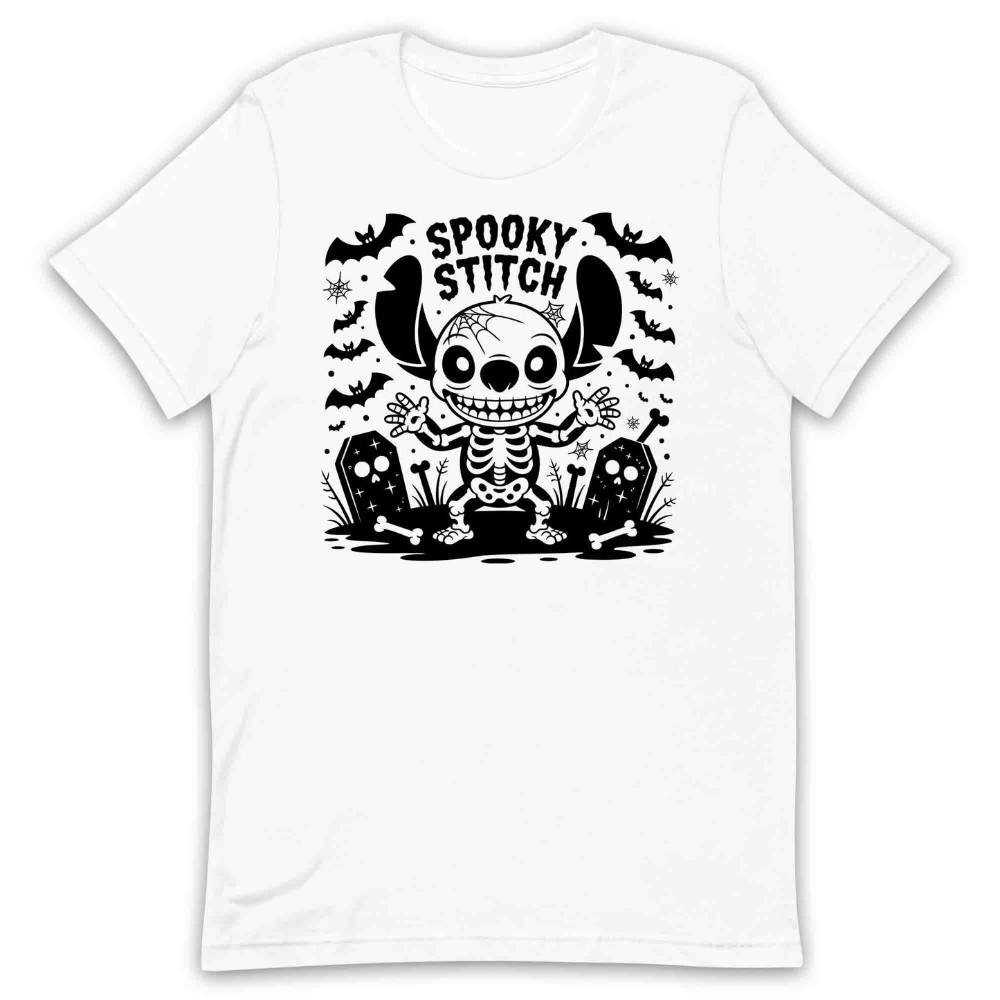 Spooky Stitch Skeleton T-Shirt, Disney Halloween Sweatshirt, Ohana Graveyard Hoodie | PRODUCT CODE: SKJEWROCH