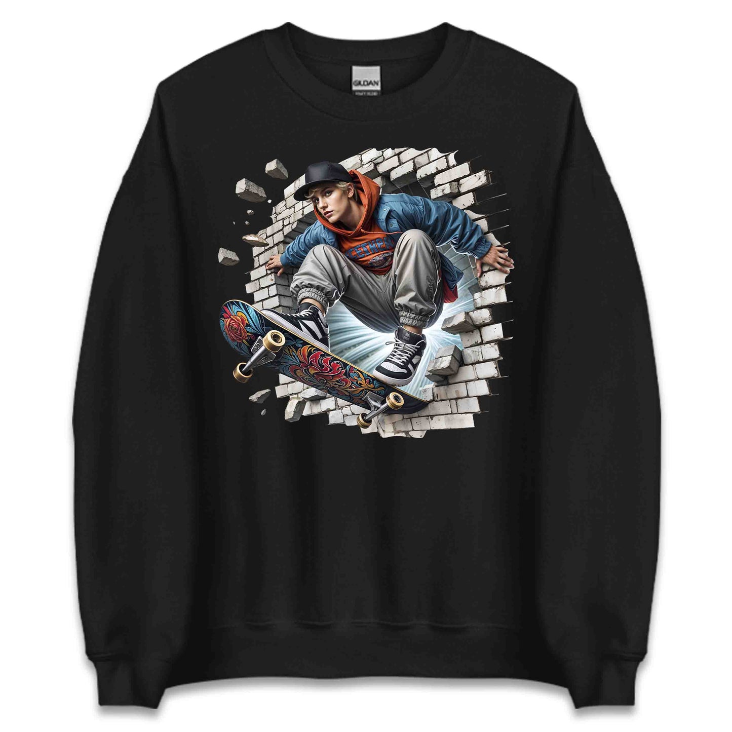 Skateboarder Breaking Through Wall 3D Realistic Skater Extreme Sports | PRODUCT CODE: SKTEBRDKNGDT