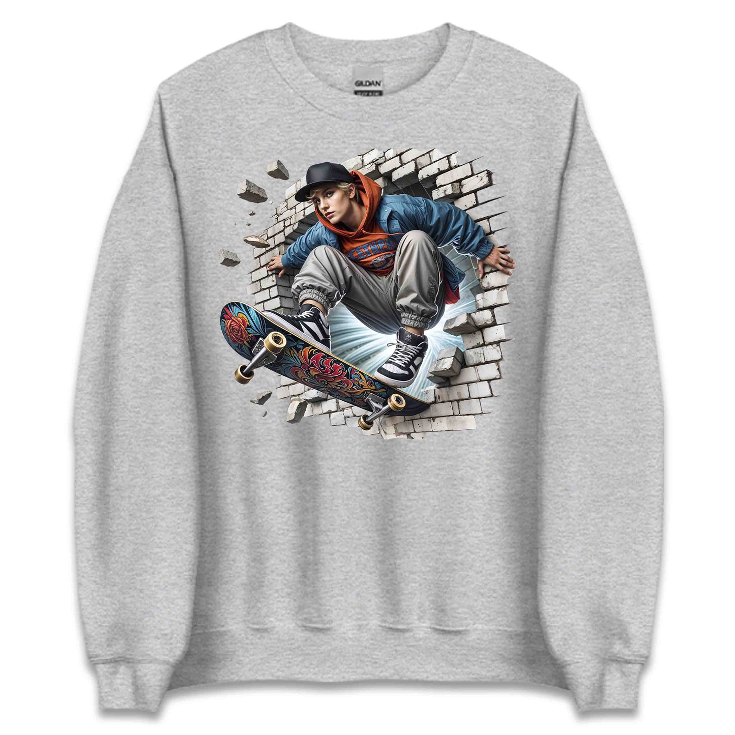Skateboarder Breaking Through Wall 3D Realistic Skater Extreme Sports | PRODUCT CODE: SKTEBRDKNGDT