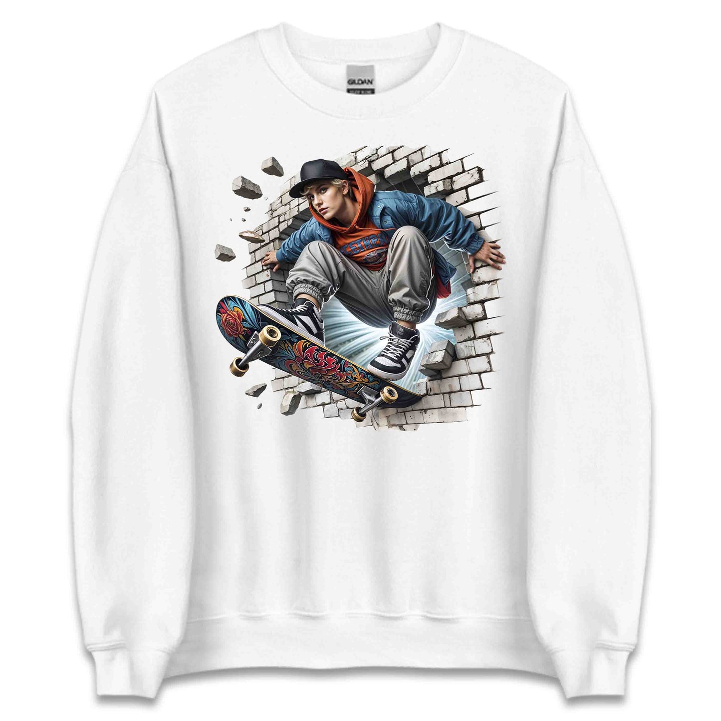 Skateboarder Breaking Through Wall 3D Realistic Skater Extreme Sports | PRODUCT CODE: SKTEBRDKNGDT