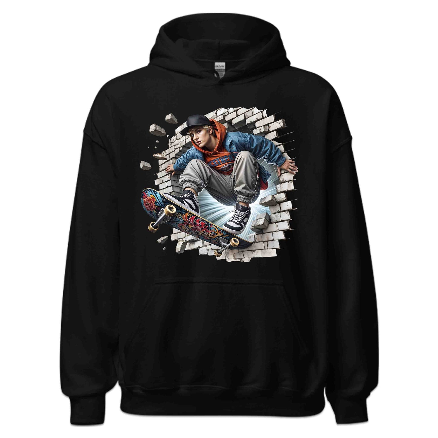 Skateboarder Breaking Through Wall 3D Realistic Skater Extreme Sports | PRODUCT CODE: SKTEBRDKNGDT