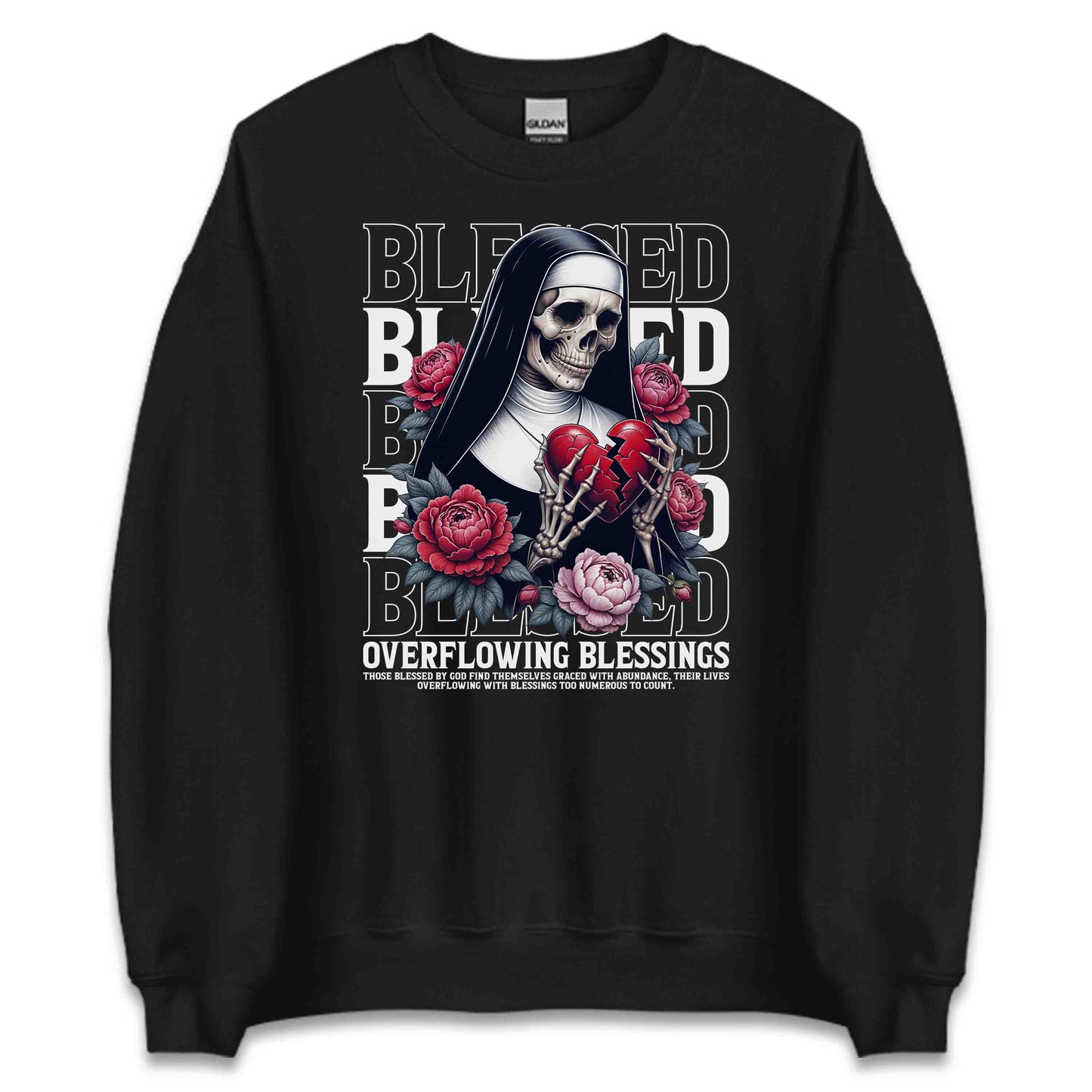 Blessed Skeleton Nun Gothic Faith-Inspired Broken Heart and Roses | PRODUCT CODE: SKTLNBLDEGOF