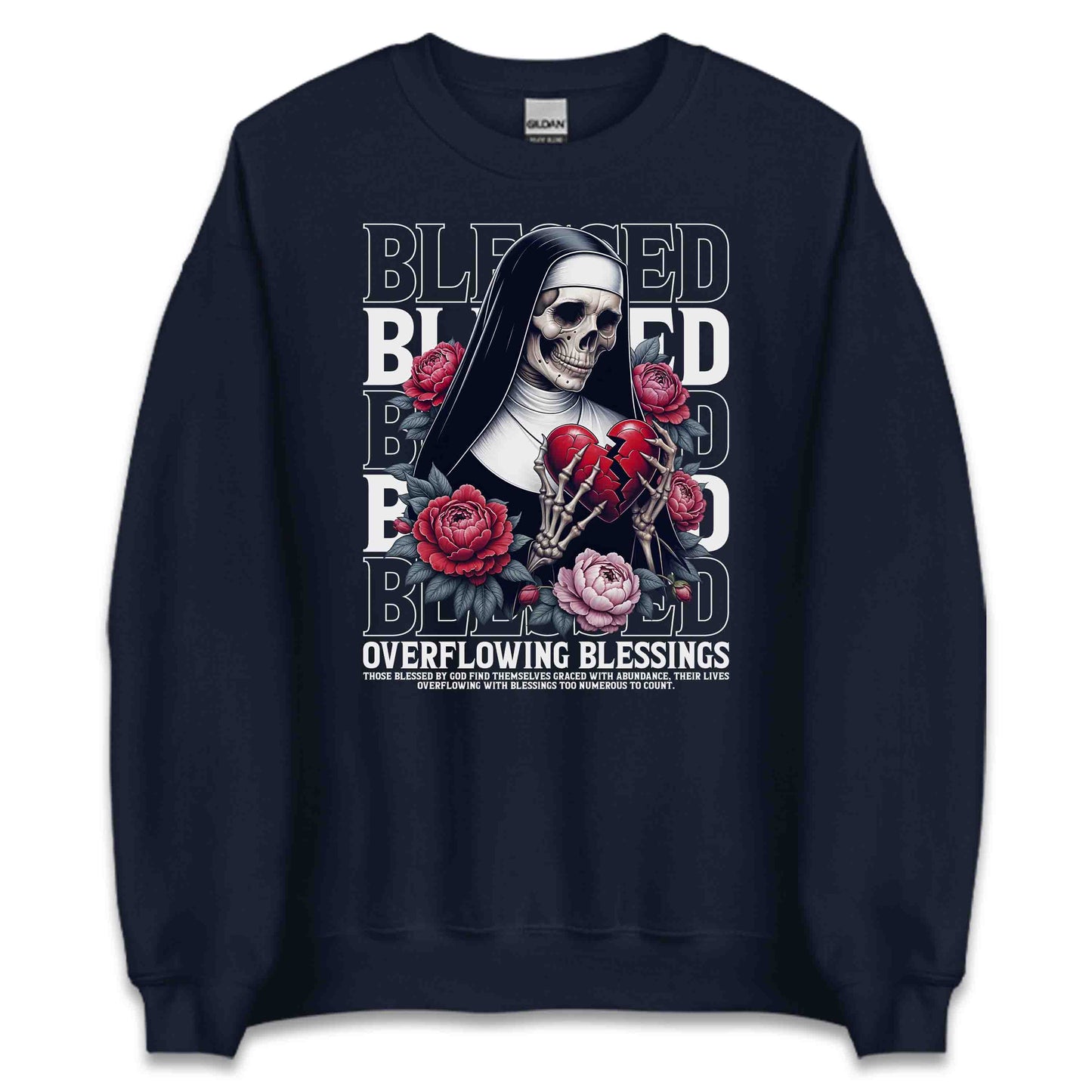 Blessed Skeleton Nun Gothic Faith-Inspired Broken Heart and Roses | PRODUCT CODE: SKTLNBLDEGOF
