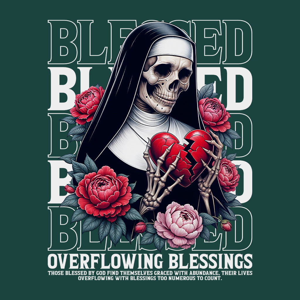 Blessed Skeleton Nun Gothic Faith-Inspired Broken Heart and Roses | PRODUCT CODE: SKTLNBLDEGOF