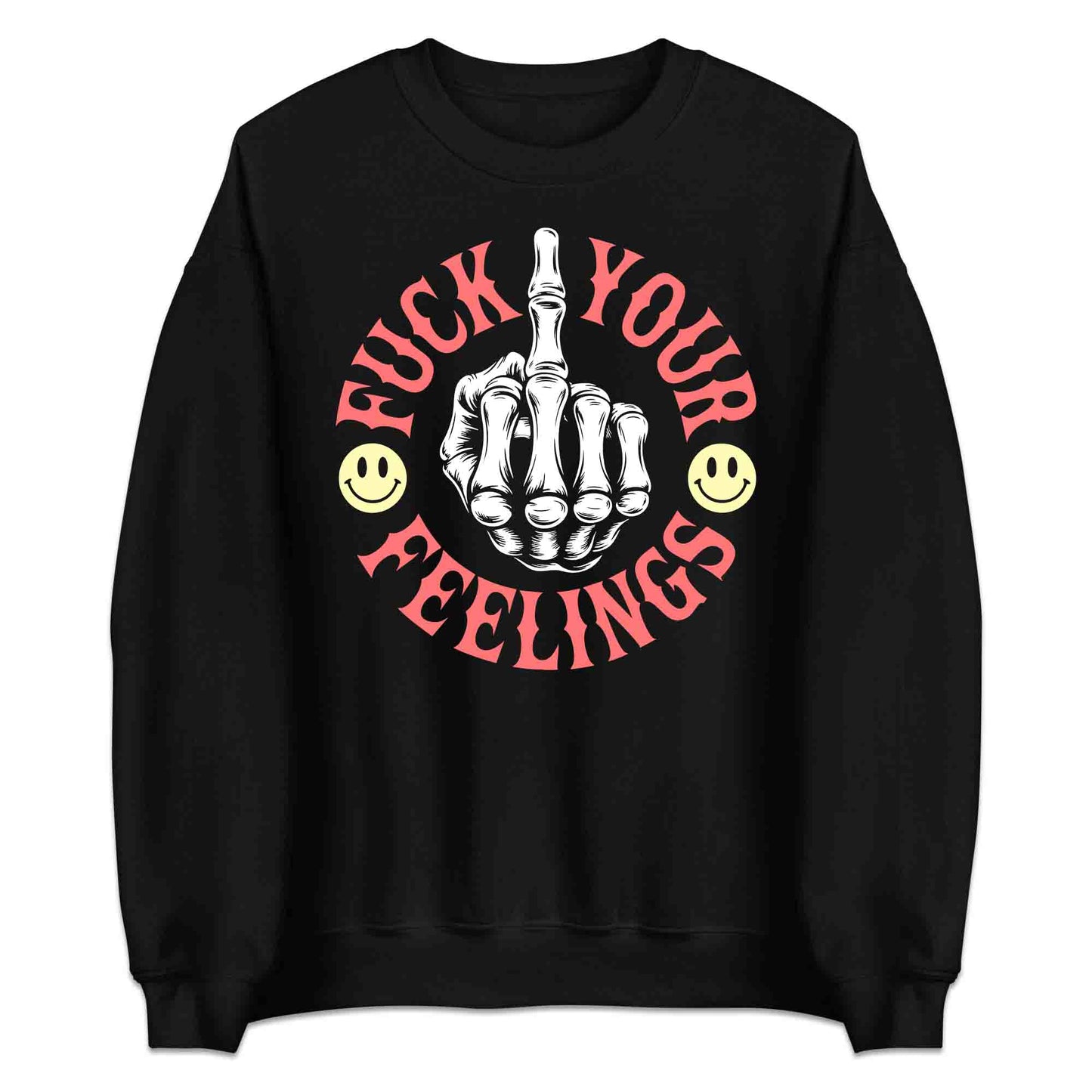 Skeleton Middle Finger T-Shirt, Dark Humor Sweatshirt, Sarcastic Rebel Hoodie | PRODUCT CODE: SKWERFN