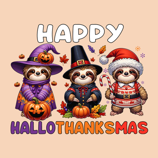 Sloth Happy HalloThanksMas | PRODUCT CODE: SLHPCHTHMS