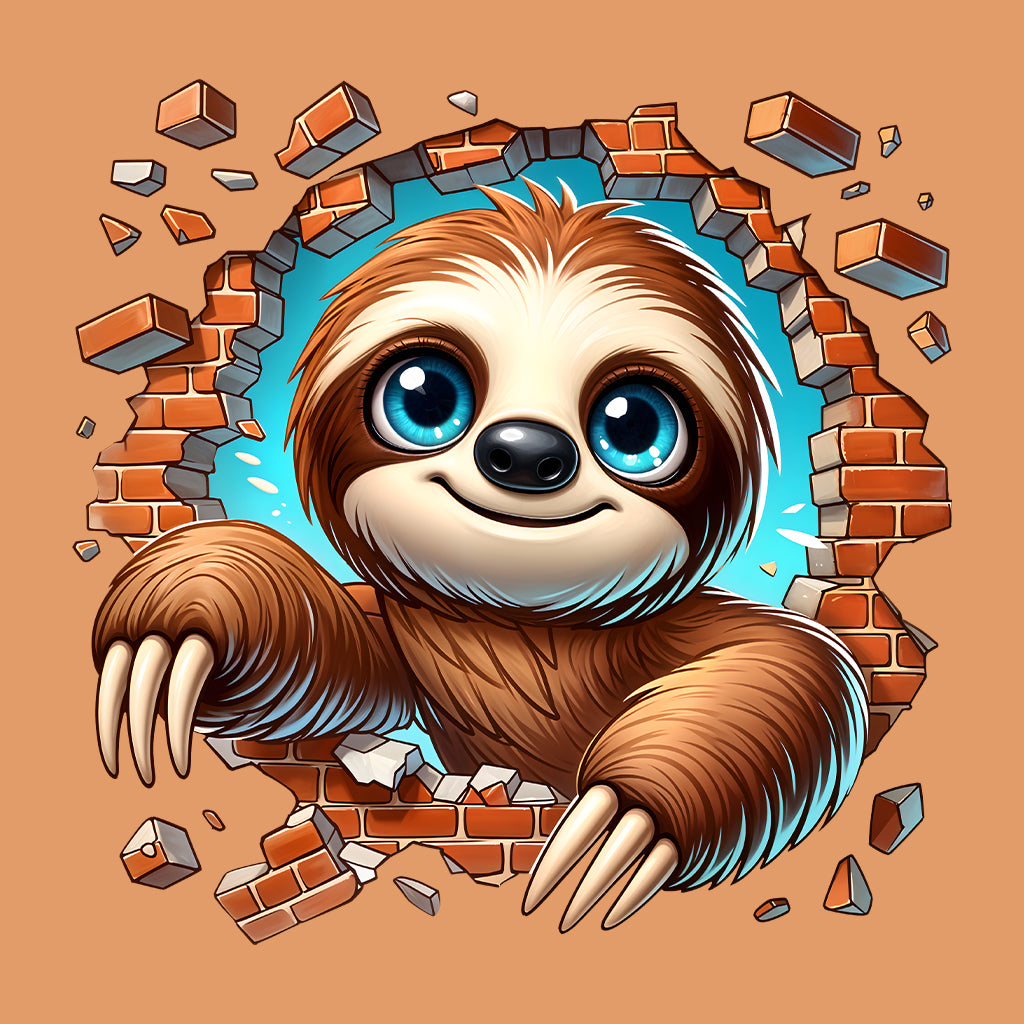 Sloth Breaking Through Wall 3D Realistic Big-Eyed Whimsical Sloth | PRODUCT CODE: SLTHBRKNGWAL