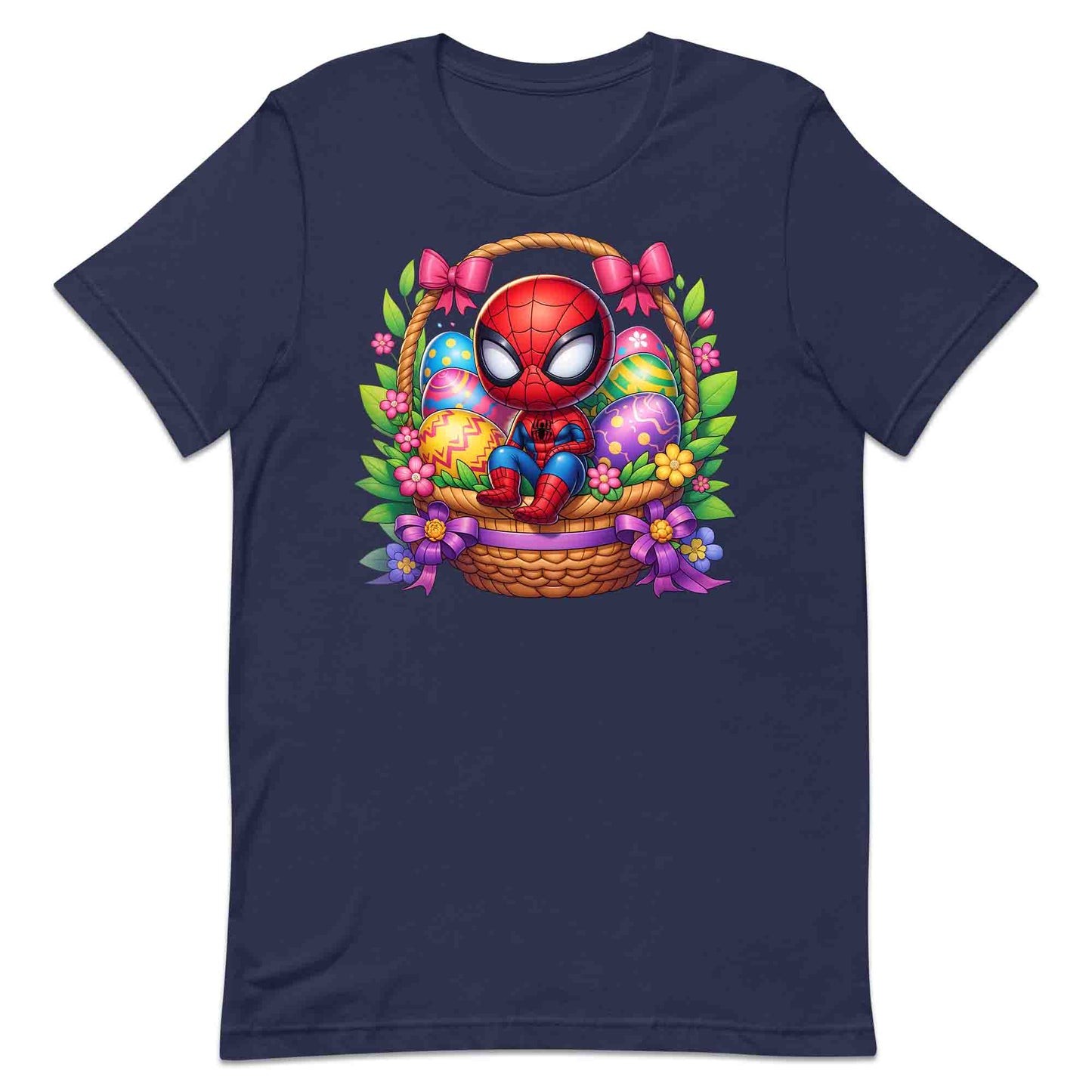 Spider-Man Easter Basket T-Shirt | Chibi Superhero Egg Hunt Jumper | Fun Marvel Holiday Hoodie | PRODUCT CODE: SPEUYHRCETU