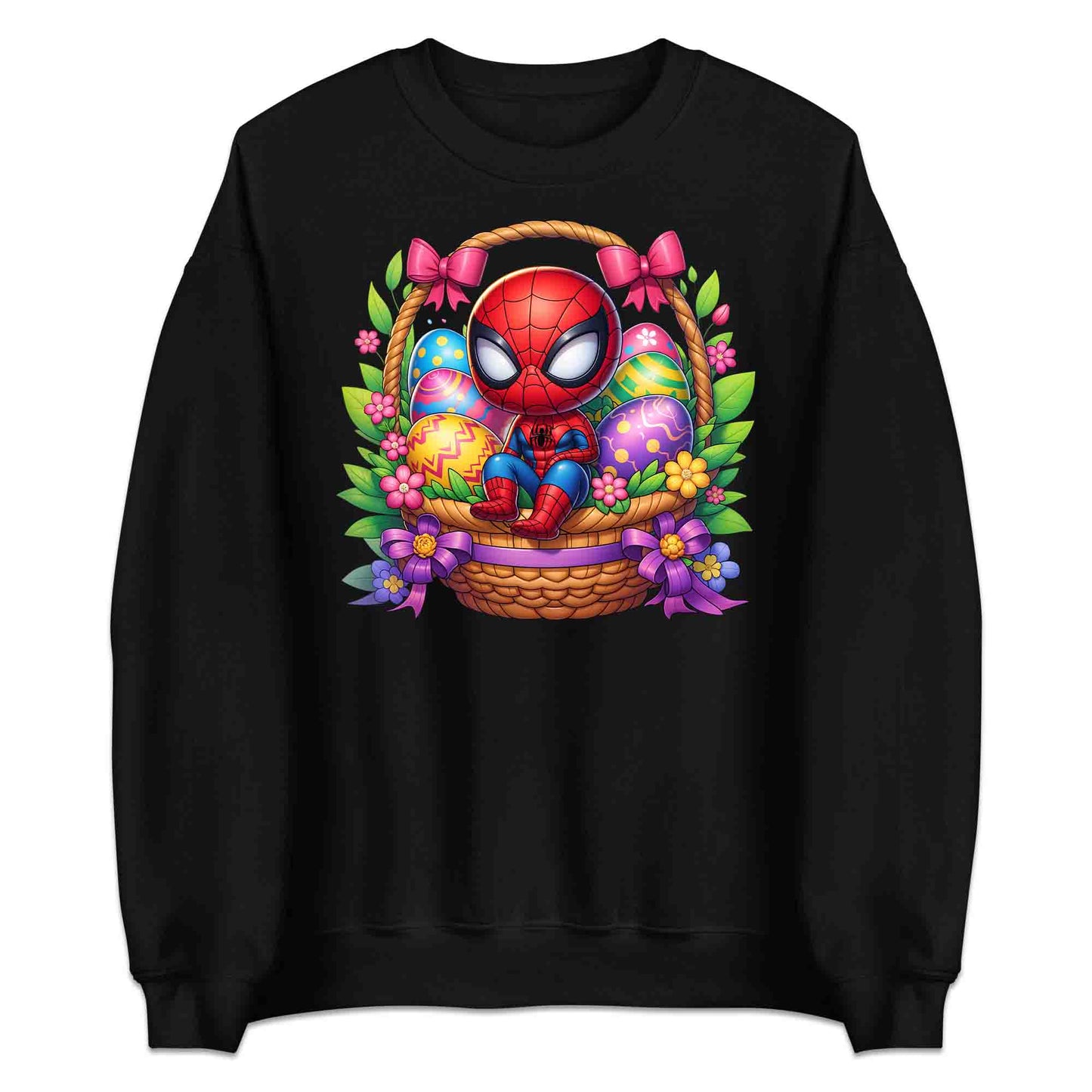 Spider-Man Easter Basket T-Shirt | Chibi Superhero Egg Hunt Jumper | Fun Marvel Holiday Hoodie | PRODUCT CODE: SPEUYHRCETU