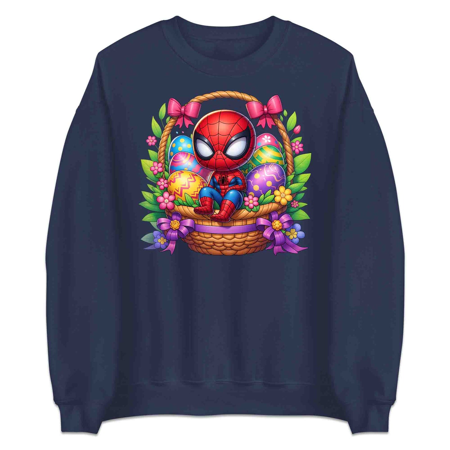 Spider-Man Easter Basket T-Shirt | Chibi Superhero Egg Hunt Jumper | Fun Marvel Holiday Hoodie | PRODUCT CODE: SPEUYHRCETU