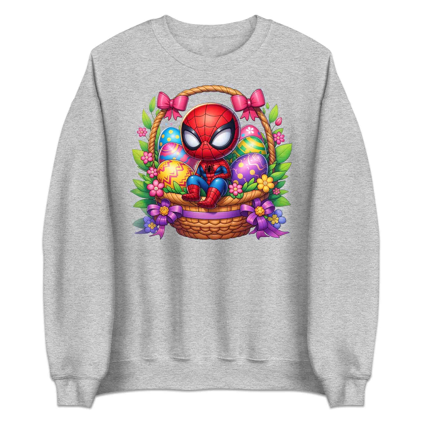 Spider-Man Easter Basket T-Shirt | Chibi Superhero Egg Hunt Jumper | Fun Marvel Holiday Hoodie | PRODUCT CODE: SPEUYHRCETU