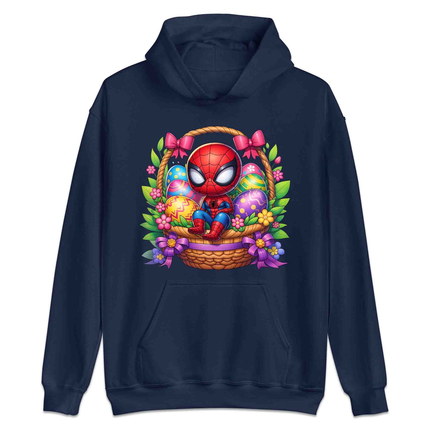 Spider-Man Easter Basket T-Shirt | Chibi Superhero Egg Hunt Jumper | Fun Marvel Holiday Hoodie | PRODUCT CODE: SPEUYHRCETU