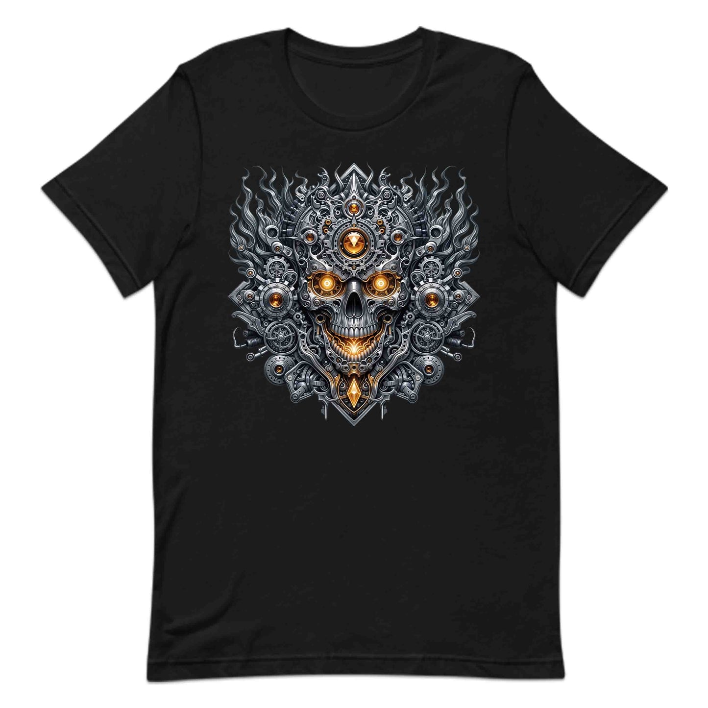 Steampunk Skull Cyberpunk Mechanical Futuristic Sci-Fi Glowing Amber Eyes | PRODUCT CODE: STMUKPNCBYR