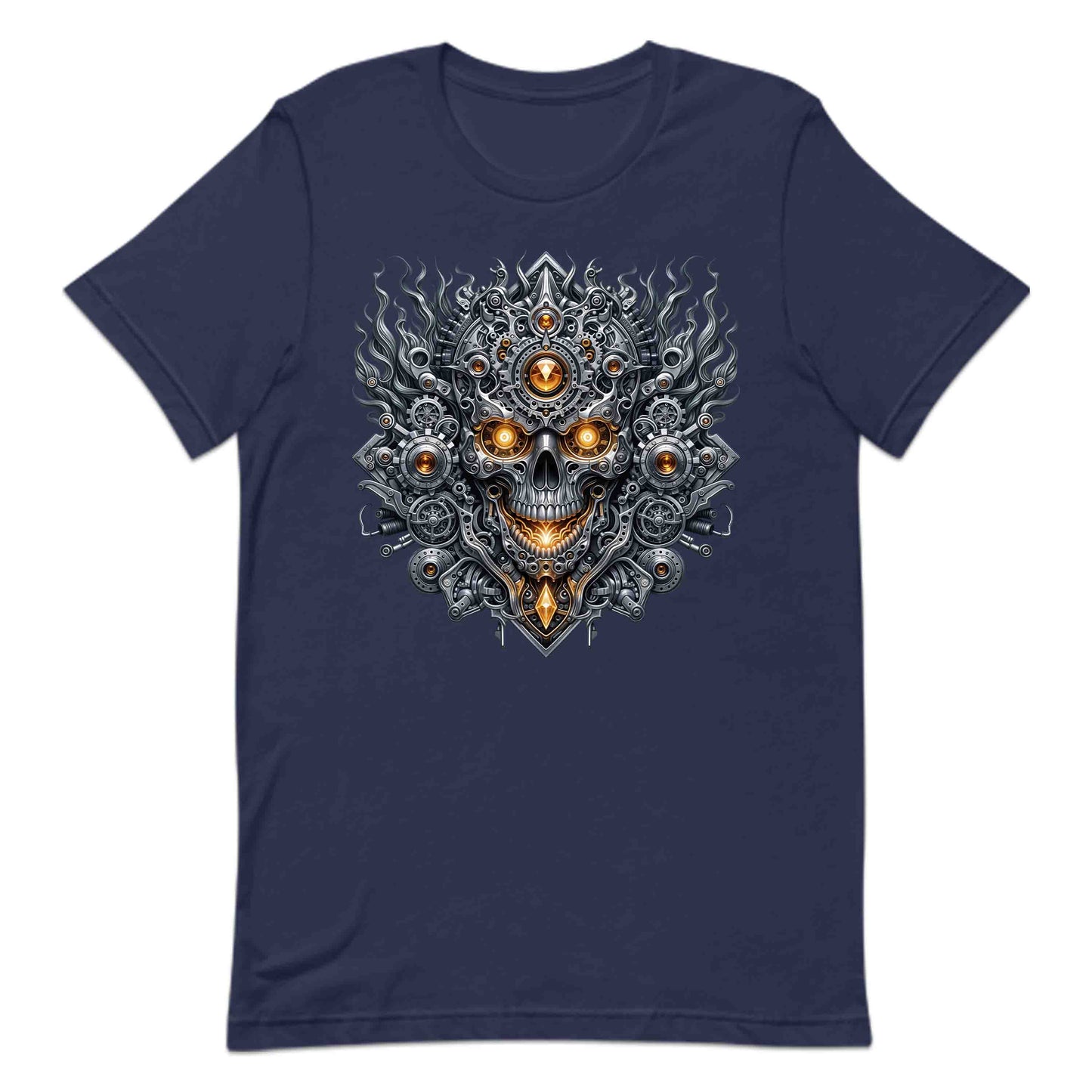 Steampunk Skull Cyberpunk Mechanical Futuristic Sci-Fi Glowing Amber Eyes | PRODUCT CODE: STMUKPNCBYR