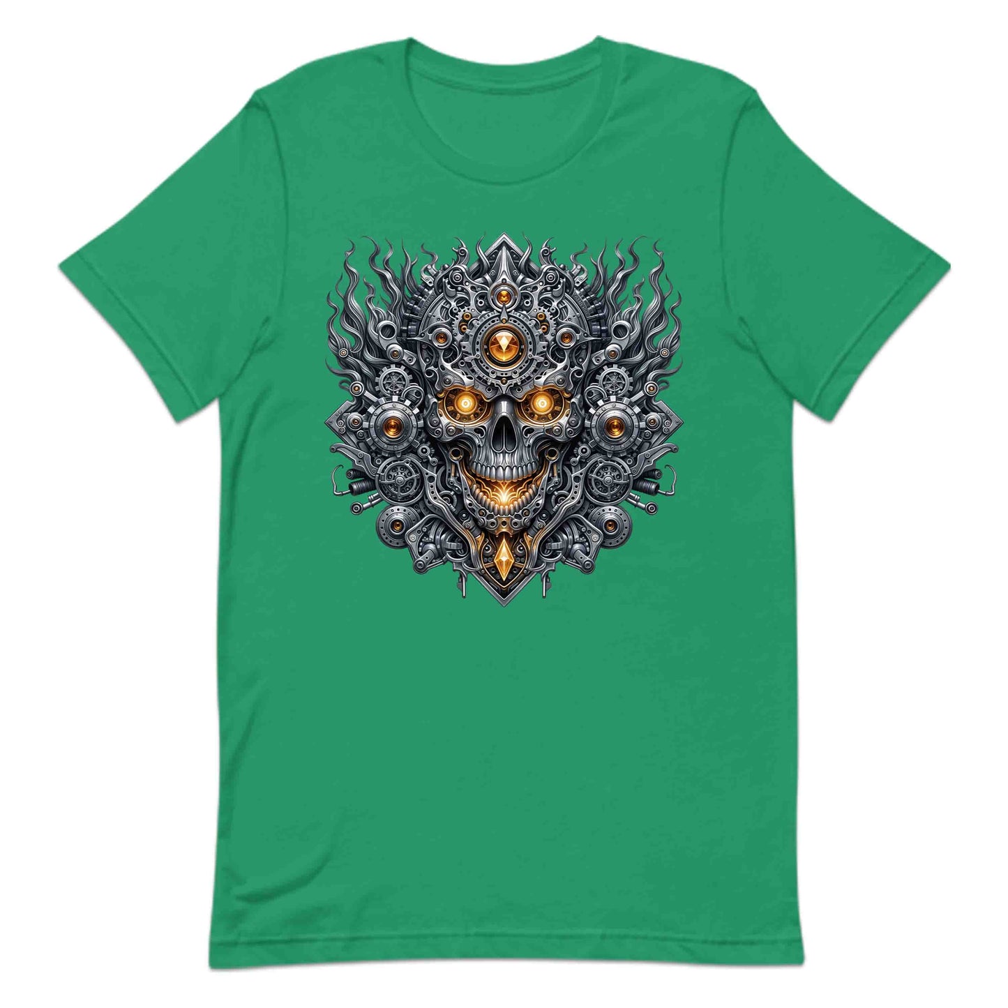 Steampunk Skull Cyberpunk Mechanical Futuristic Sci-Fi Glowing Amber Eyes | PRODUCT CODE: STMUKPNCBYR