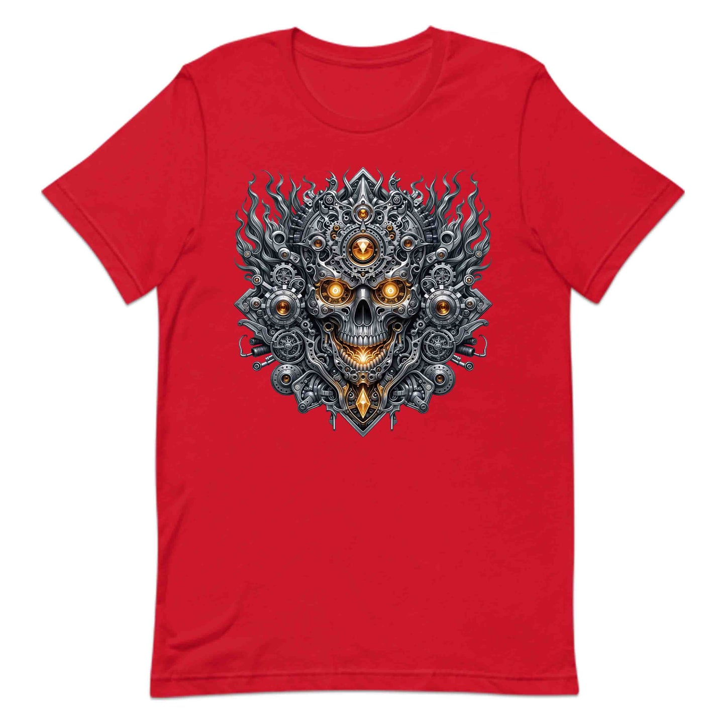 Steampunk Skull Cyberpunk Mechanical Futuristic Sci-Fi Glowing Amber Eyes | PRODUCT CODE: STMUKPNCBYR