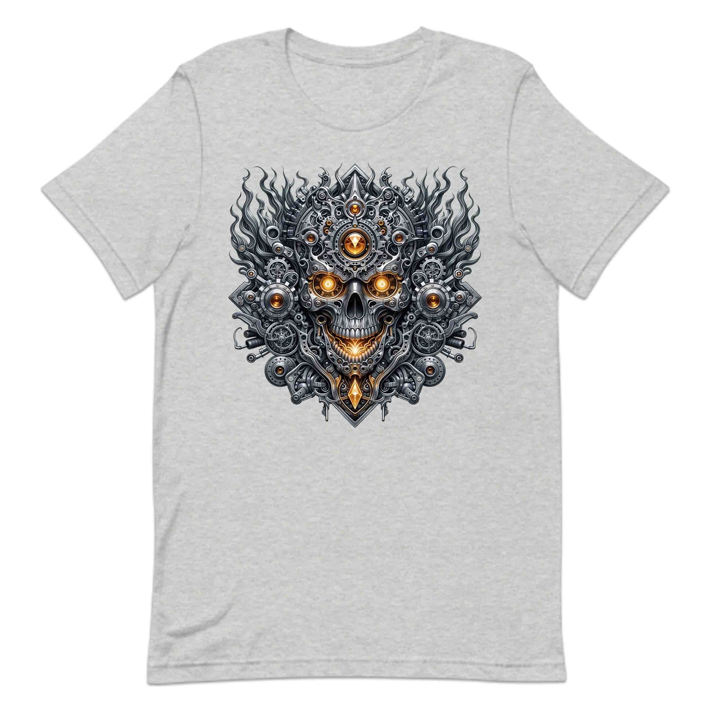 Steampunk Skull Cyberpunk Mechanical Futuristic Sci-Fi Glowing Amber Eyes | PRODUCT CODE: STMUKPNCBYR