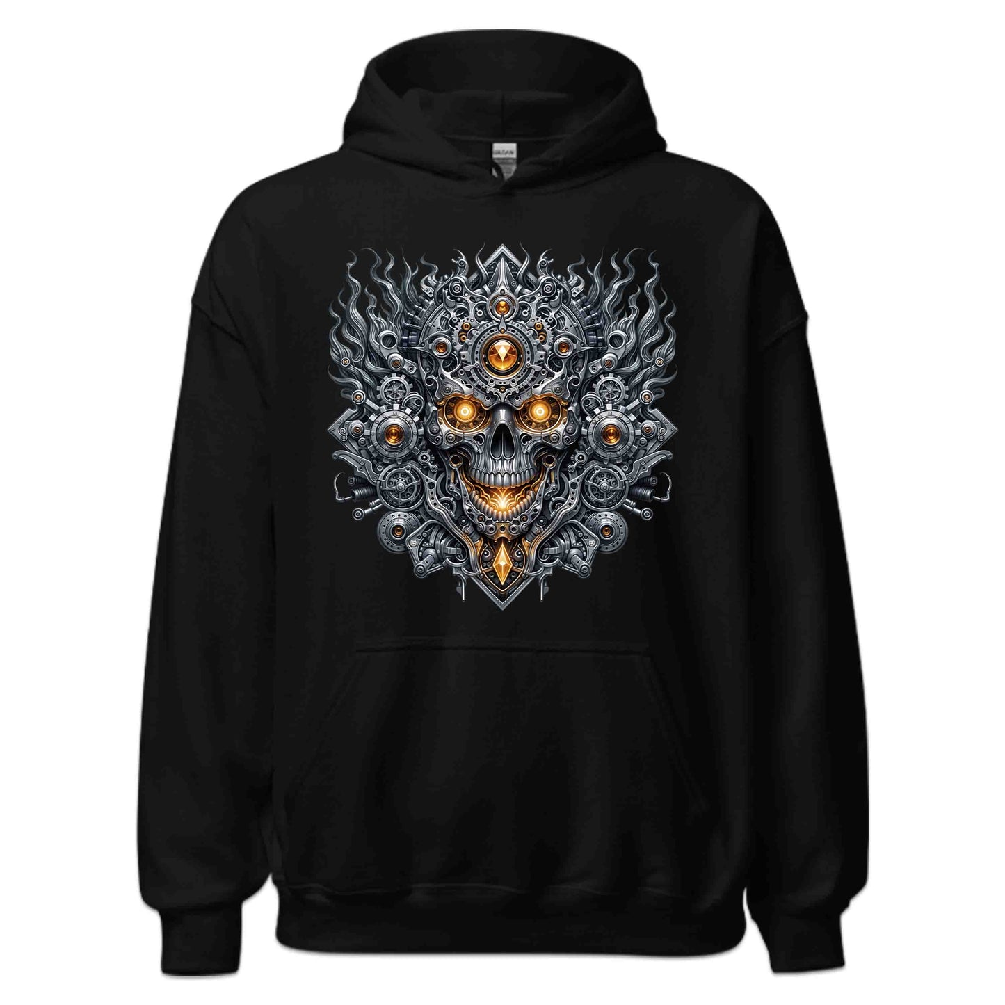 Steampunk Skull Cyberpunk Mechanical Futuristic Sci-Fi Glowing Amber Eyes | PRODUCT CODE: STMUKPNCBYR