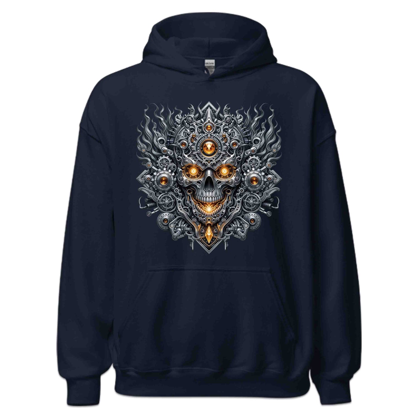 Steampunk Skull Cyberpunk Mechanical Futuristic Sci-Fi Glowing Amber Eyes | PRODUCT CODE: STMUKPNCBYR