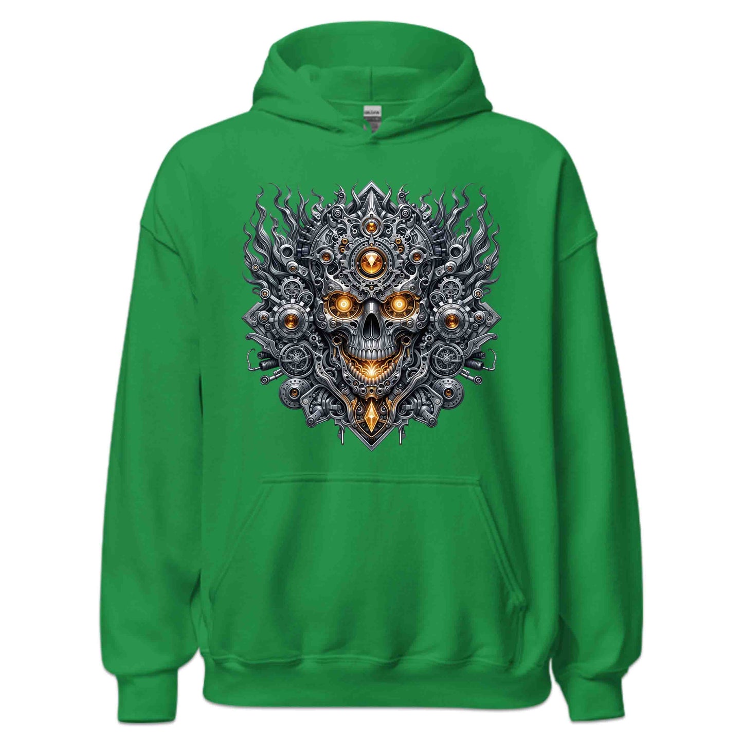 Steampunk Skull Cyberpunk Mechanical Futuristic Sci-Fi Glowing Amber Eyes | PRODUCT CODE: STMUKPNCBYR