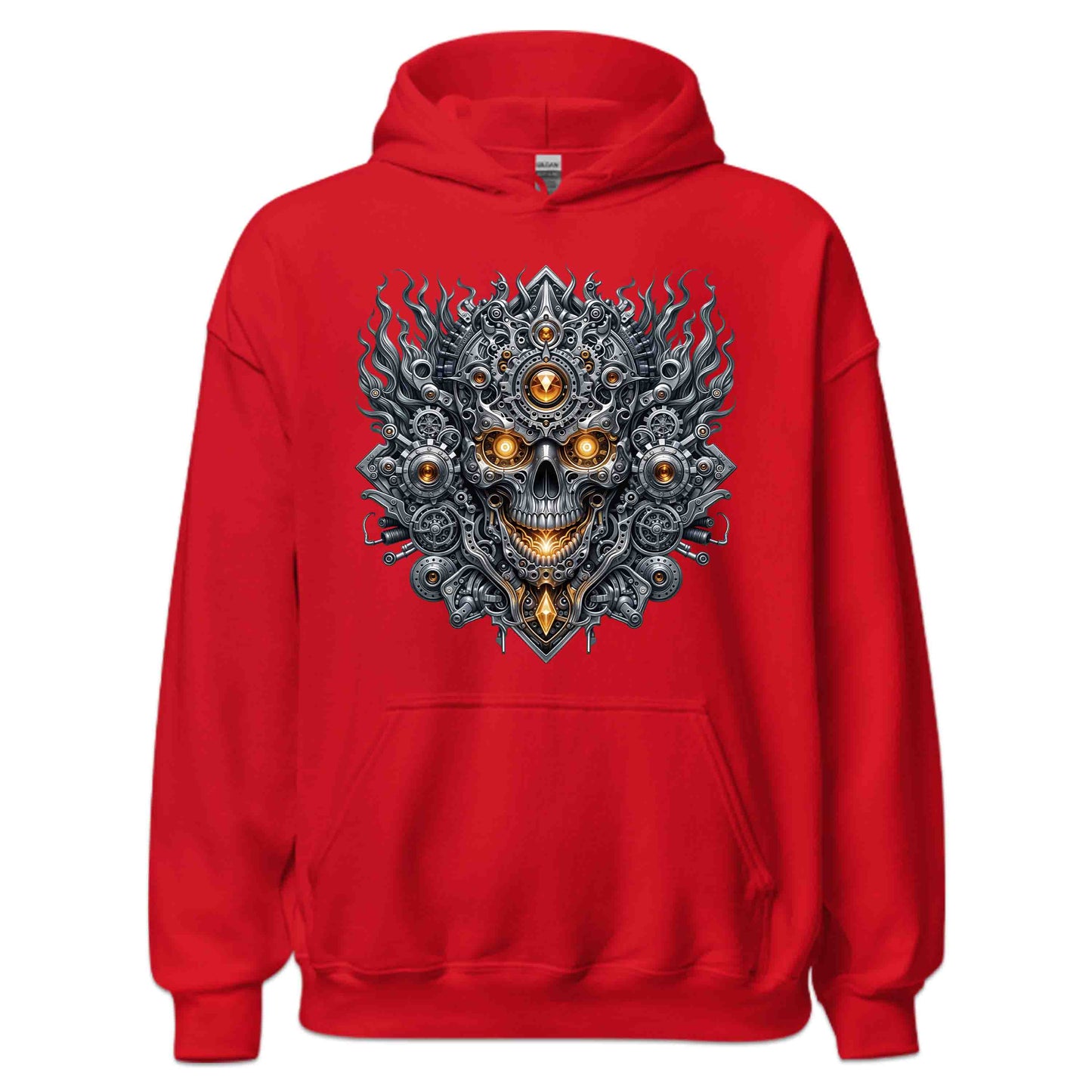 Steampunk Skull Cyberpunk Mechanical Futuristic Sci-Fi Glowing Amber Eyes | PRODUCT CODE: STMUKPNCBYR