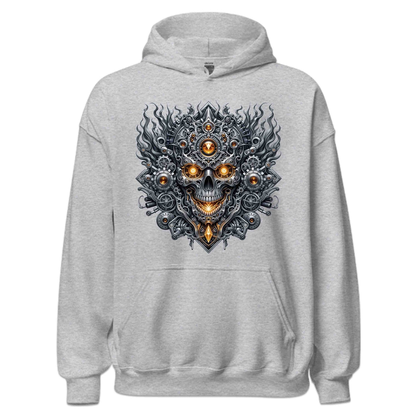 Steampunk Skull Cyberpunk Mechanical Futuristic Sci-Fi Glowing Amber Eyes | PRODUCT CODE: STMUKPNCBYR