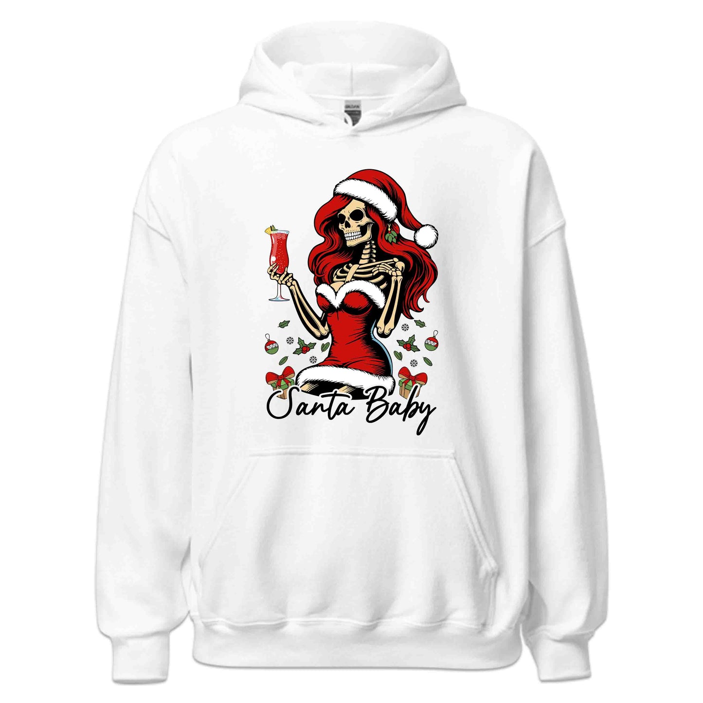 Santa Baby Red Haired Skeleton Cocktail Drink Gothic Christmas Edgy Xmas | PRODUCT CODE: STNABYRDHESKG