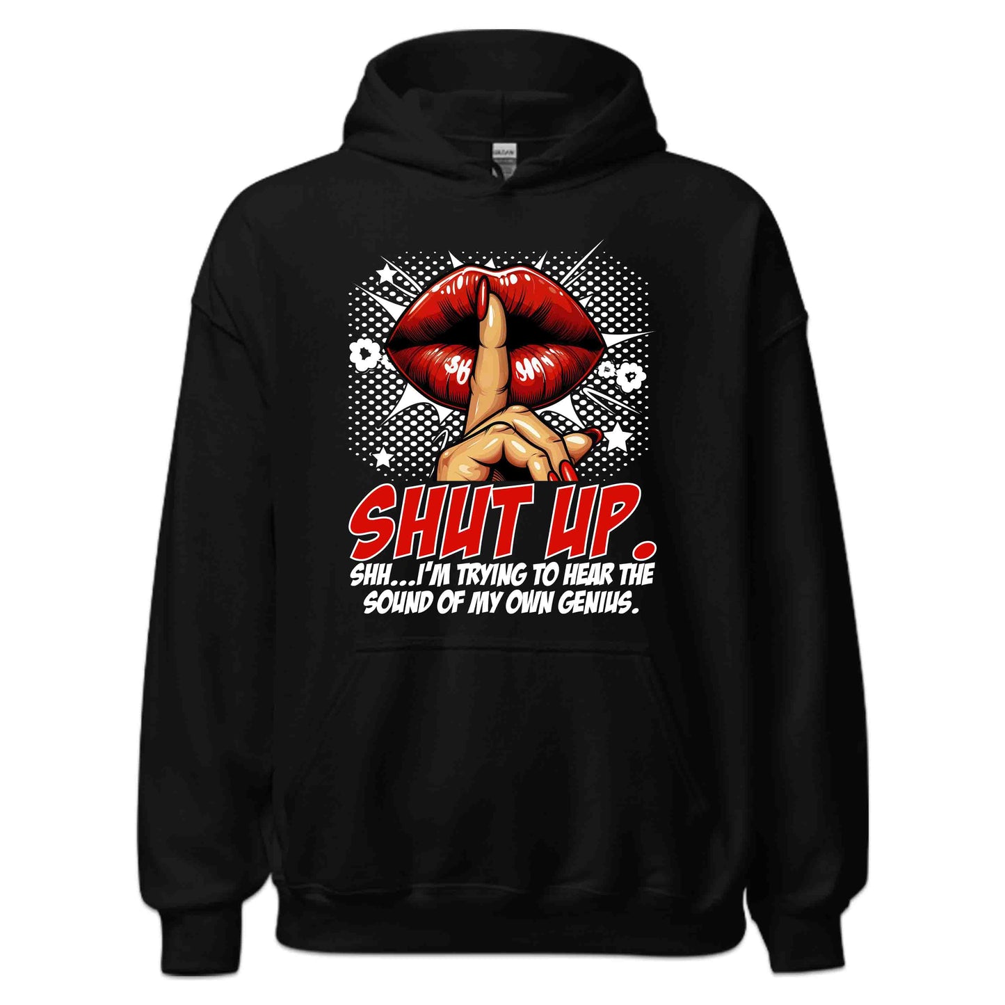Shut Up Genius at Work Funny Red Lips Finger Shhh | PRODUCT CODE: STYPUGNTAWKR