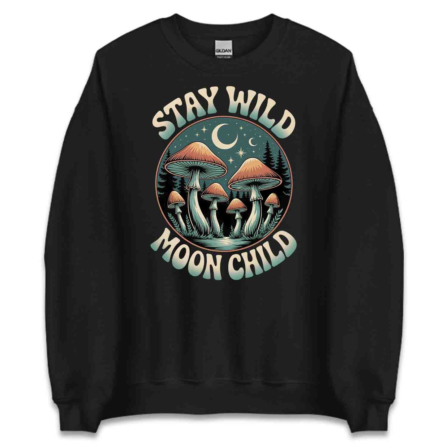 Stay Wild Moon Child T-Shirt, Boho Forest Sweatshirt, Hippie Aesthetic Hoodie | PRODUCT CODE: STYUWRED