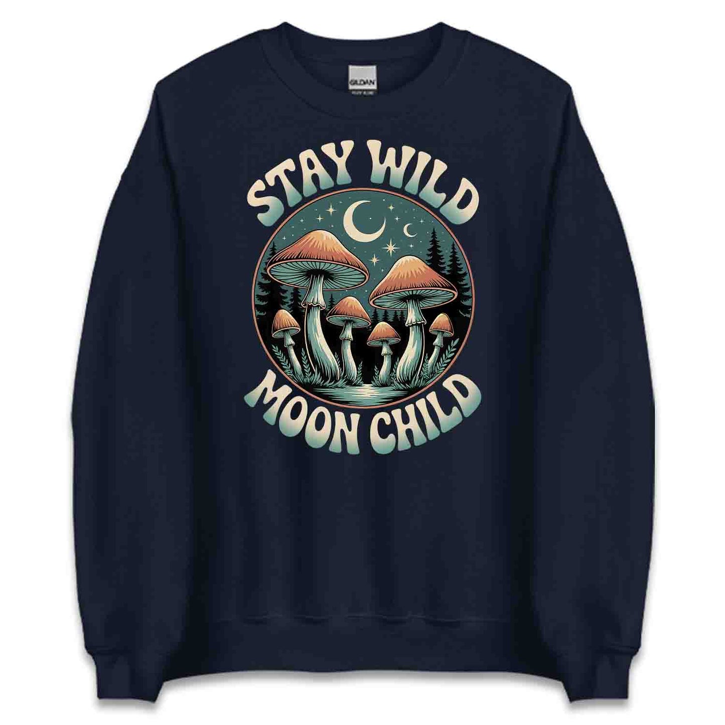 Stay Wild Moon Child T-Shirt, Boho Forest Sweatshirt, Hippie Aesthetic Hoodie | PRODUCT CODE: STYUWRED