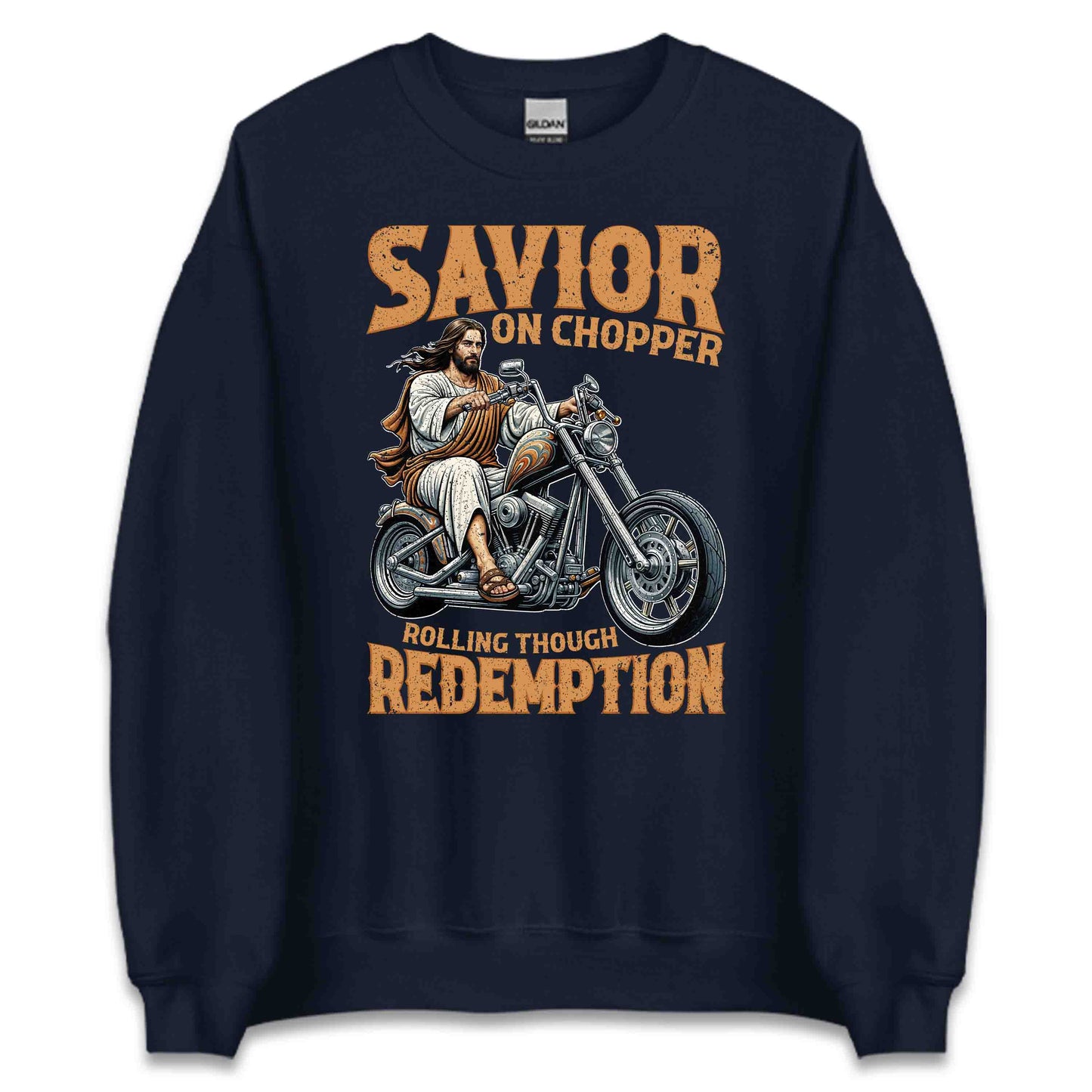 Savior On Chopper Jesus Riding Motorcycle Spiritual Biker | PRODUCT CODE: SVRNOCPEDNGMT