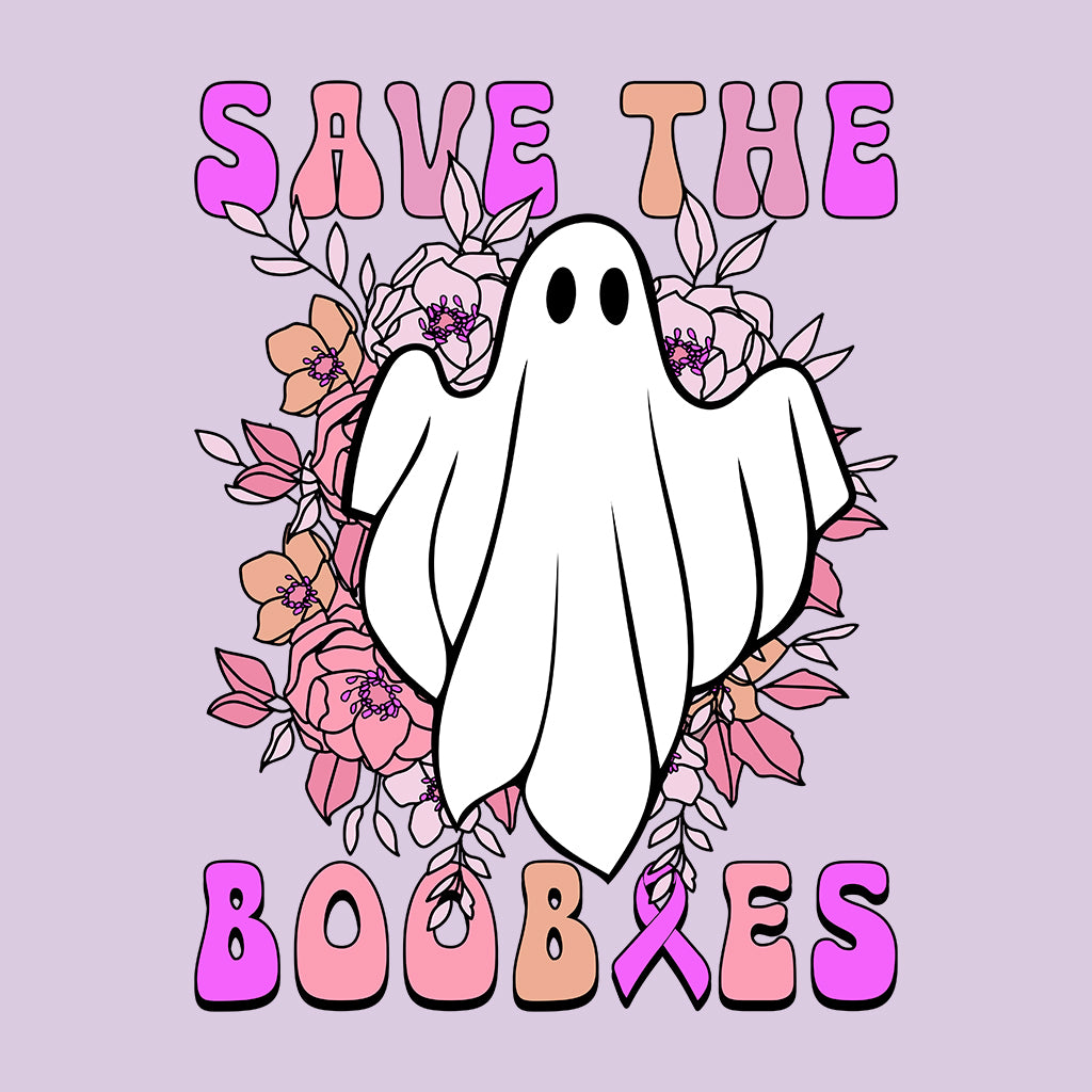 Save The Boobies Ghost With Flowers Halloween Breast Cancer | PRODUCT CODE: SVTHBOISHLB