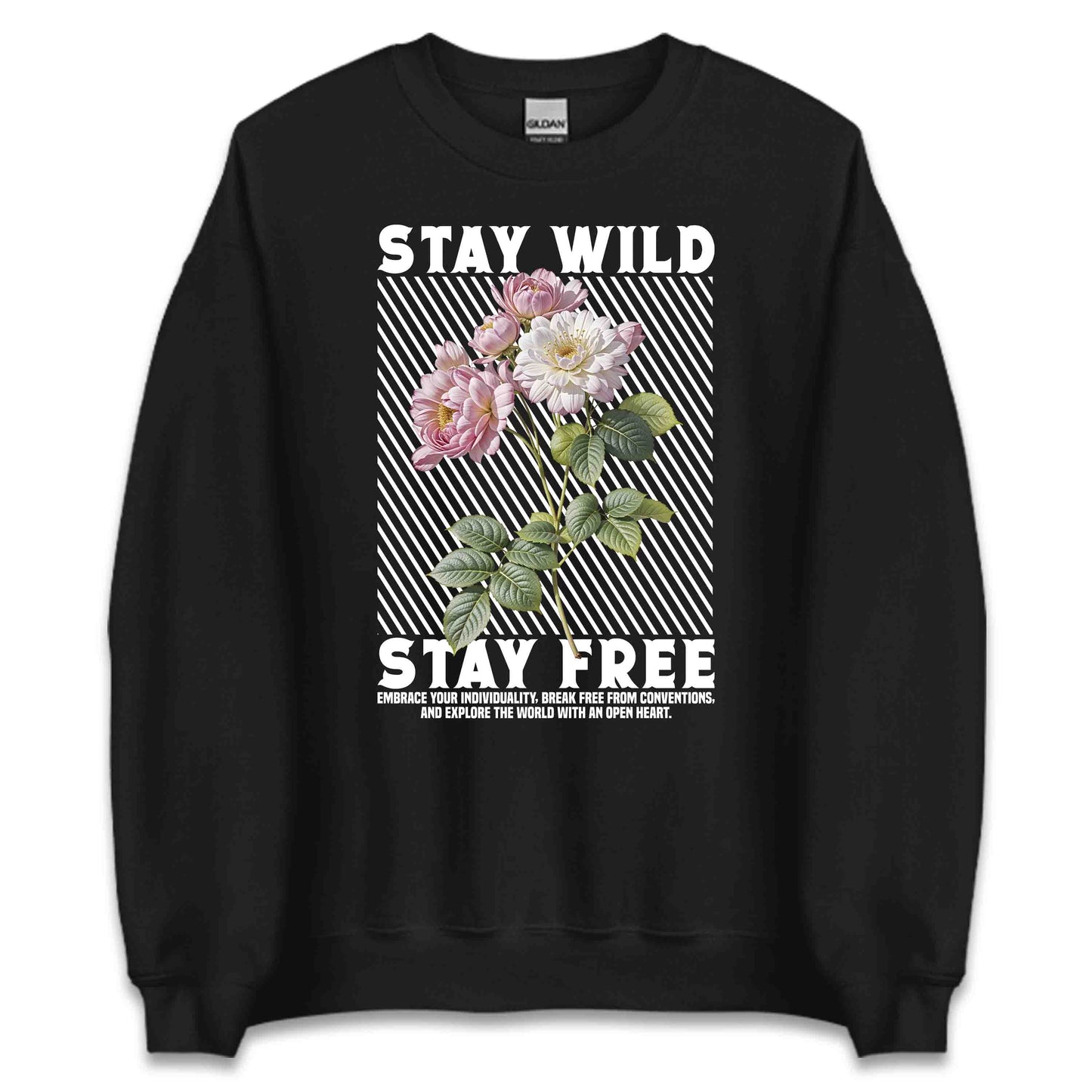 Stay Wild Stay Free Vintage Floral Boho Aesthetic Positive Affirmation | PRODUCT CODE: SYTAWLDFERVN